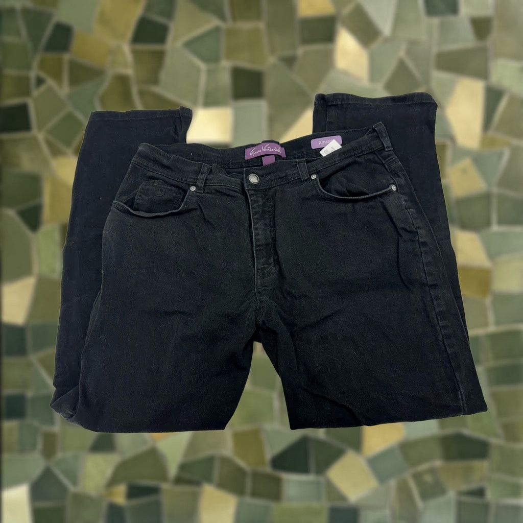 Gloria Vanderbilt Gloria Vanderbilt Jeans Size 14 Short Amanda Black Denim Womens 5-Pocket Stretch Regular Fit Pants Size 36" / US 14 / IT 50 - 1 Thumbnail