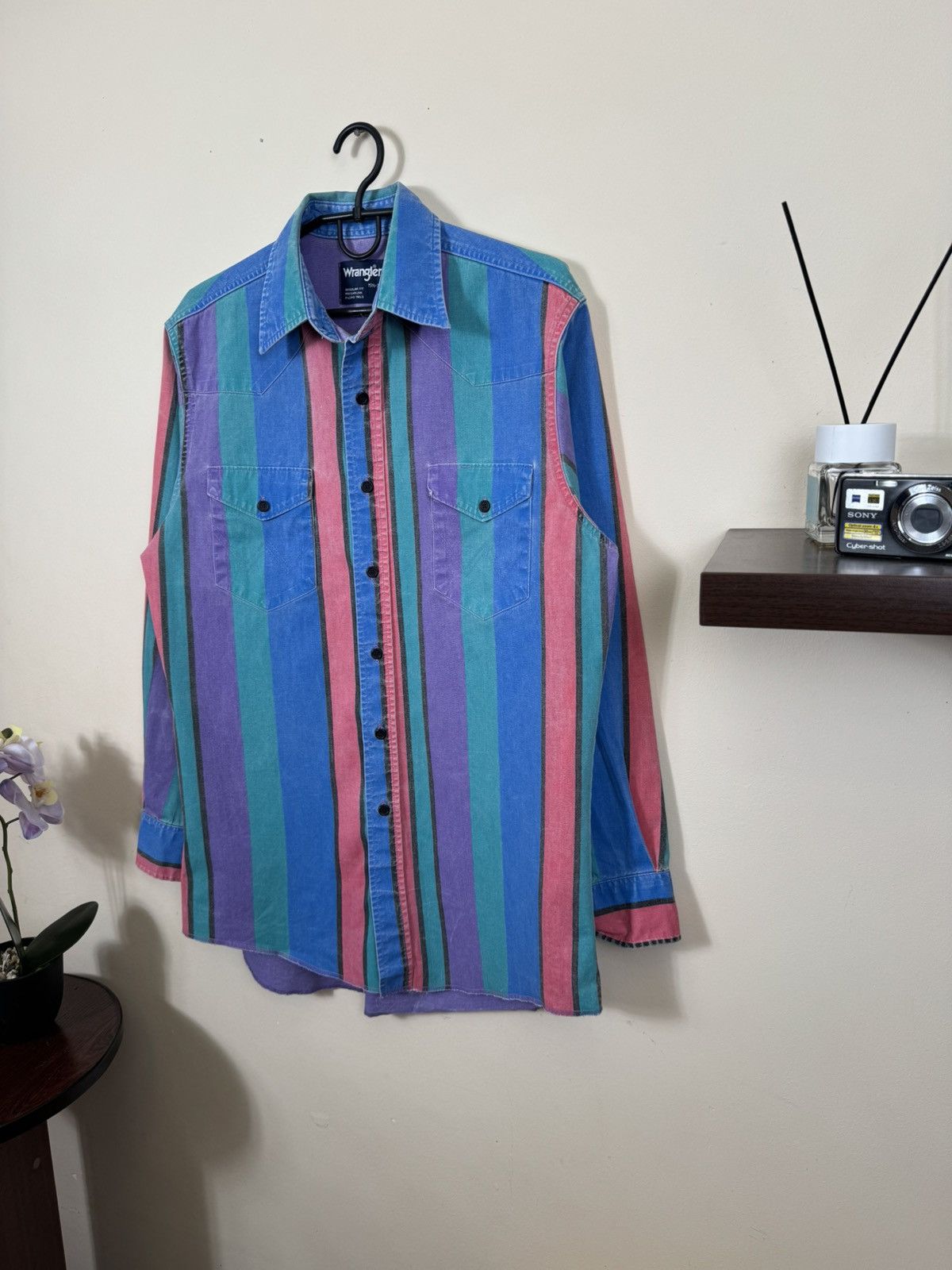 Vintage VTG Wrangler brushpopper multi bold stripe shirt 15.5 - 33 Size US M / EU 48-50 / 2 - 10 Thumbnail