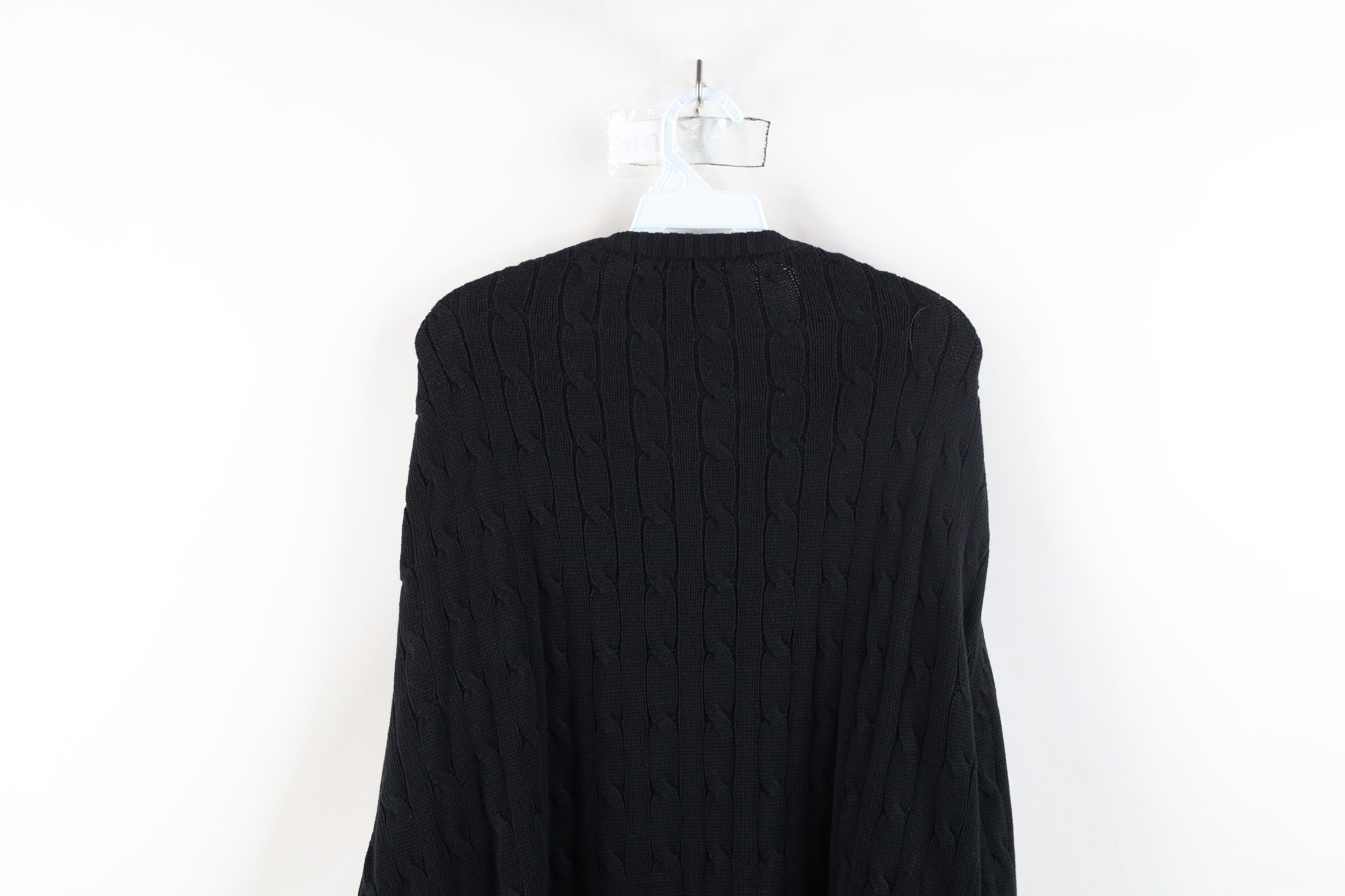 Vintage Vintage 90s Y2K Streetwear Cotton Cable Knit Sweater Black Size XXL / US 16-18 / IT 52-54 - 9 Thumbnail