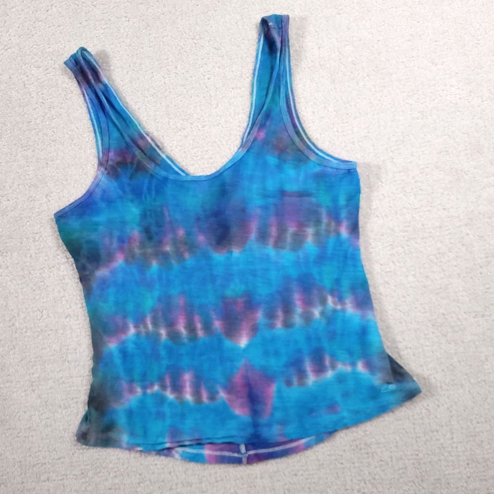 Champion VINTAGE Champion Tie Dye Muscle Tank Top Shirt Women's M Blue Scoop Neck V Back Shirt Size M / US 6-8 / IT 42-44 - 2 Thumbnail