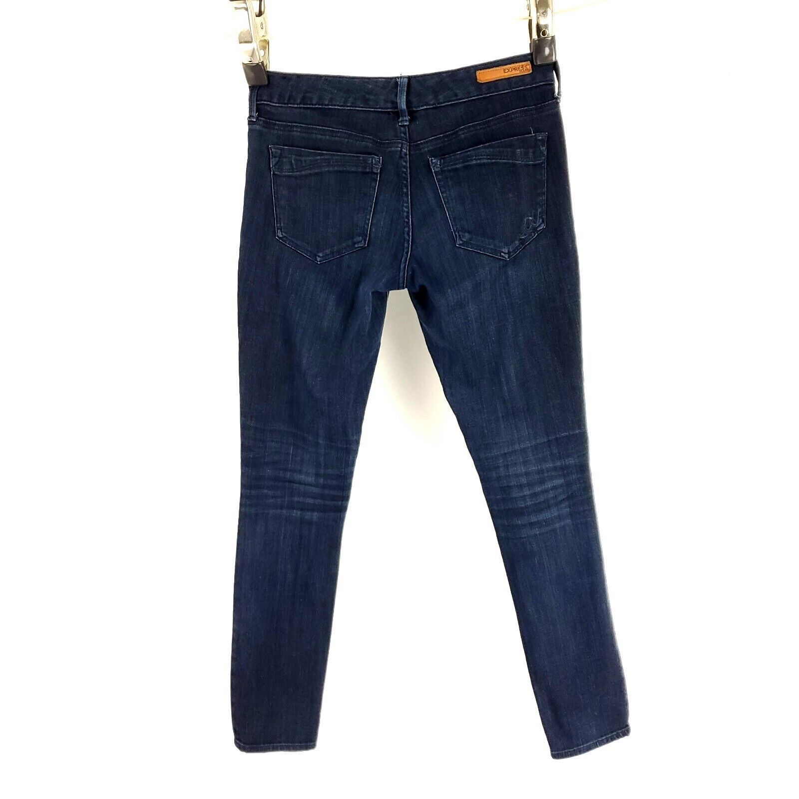 Express Express Legging Stella Low Rise Dark Blue Whisker Denim Jean Size 30" / US 8 / IT 44 - 9 Thumbnail