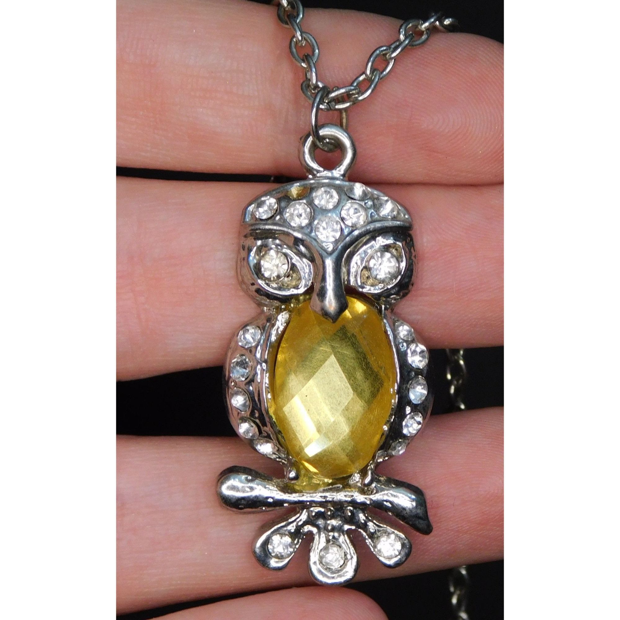 Other Cottagecore Whimsygoth Silver Tone Rhinestone Owl Necklace Size ONE SIZE - 1 Thumbnail