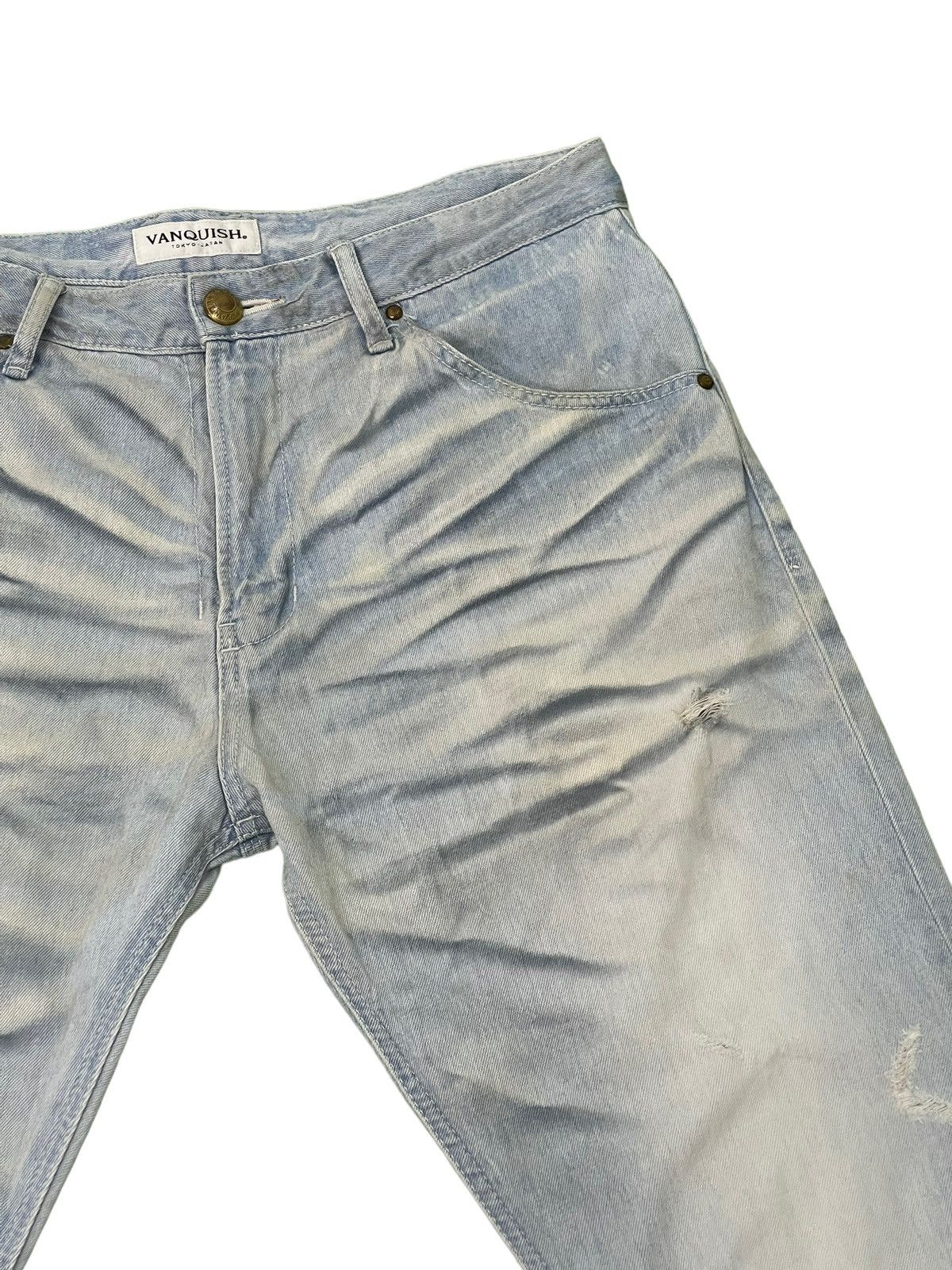 Japanese Brand Slim Jeans Vanquish Japan Distress Acid Wash 6🟦9 Size US 35 - 9 Thumbnail