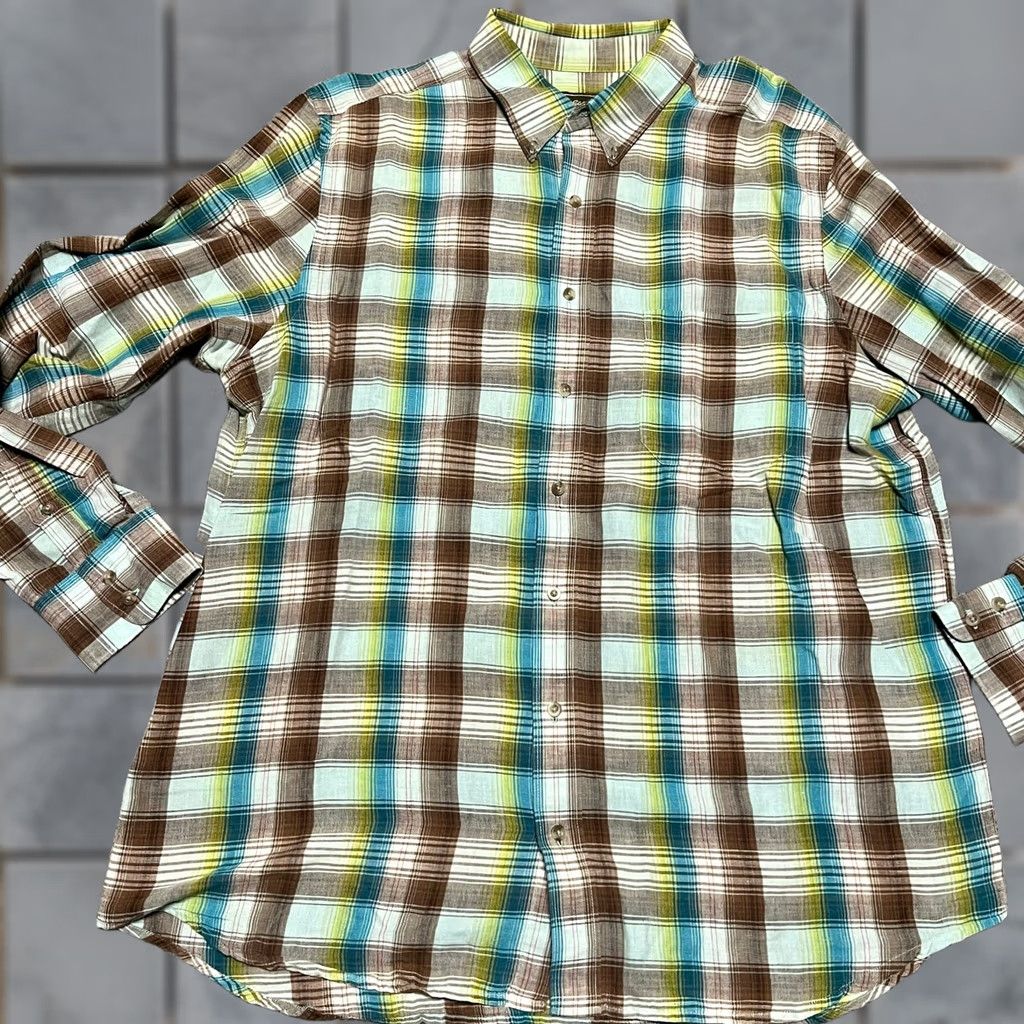Eddie Bauer Eddie Bauer Shirt Mens XL Tall Linen Blend India Made Plaid Long Sleeve Size US XL / EU 56 / 4 - 1 Thumbnail