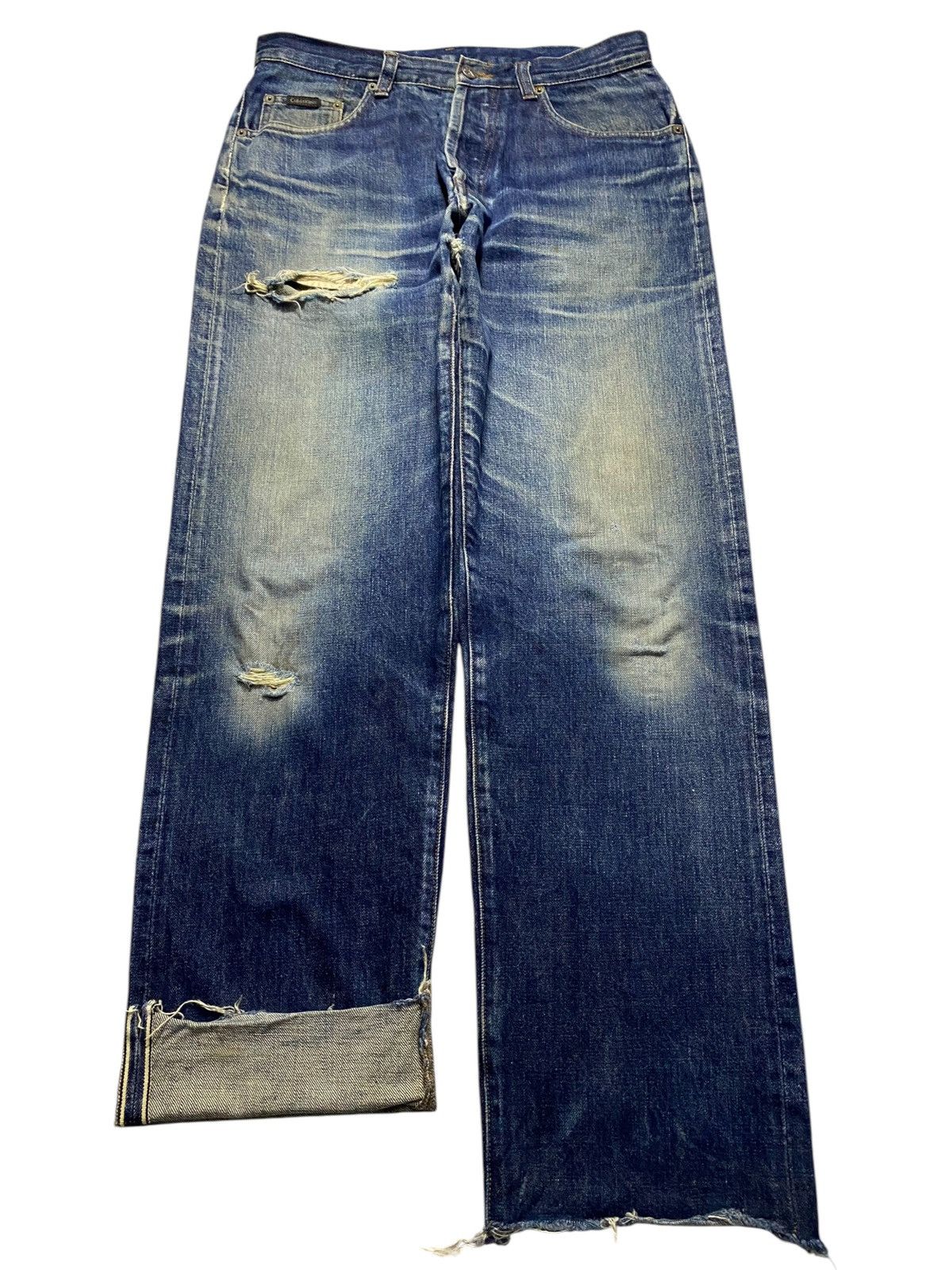 Vintage Vintage Calvin Klein Selvedge Mud Wash Distressed Loose Jean Size US 32 / EU 48 - 1 Thumbnail