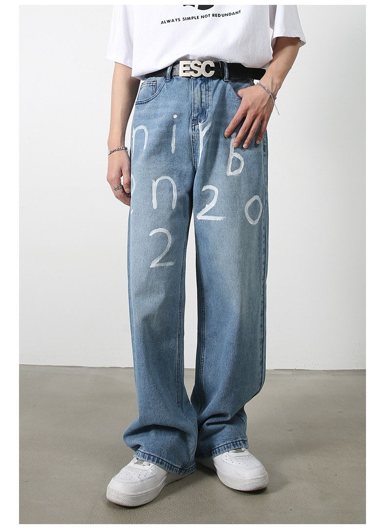Japanese Brand × Jean Men's hand-painted loose casual wide-leg jeans Size US 32 / EU 48 - 3 Thumbnail