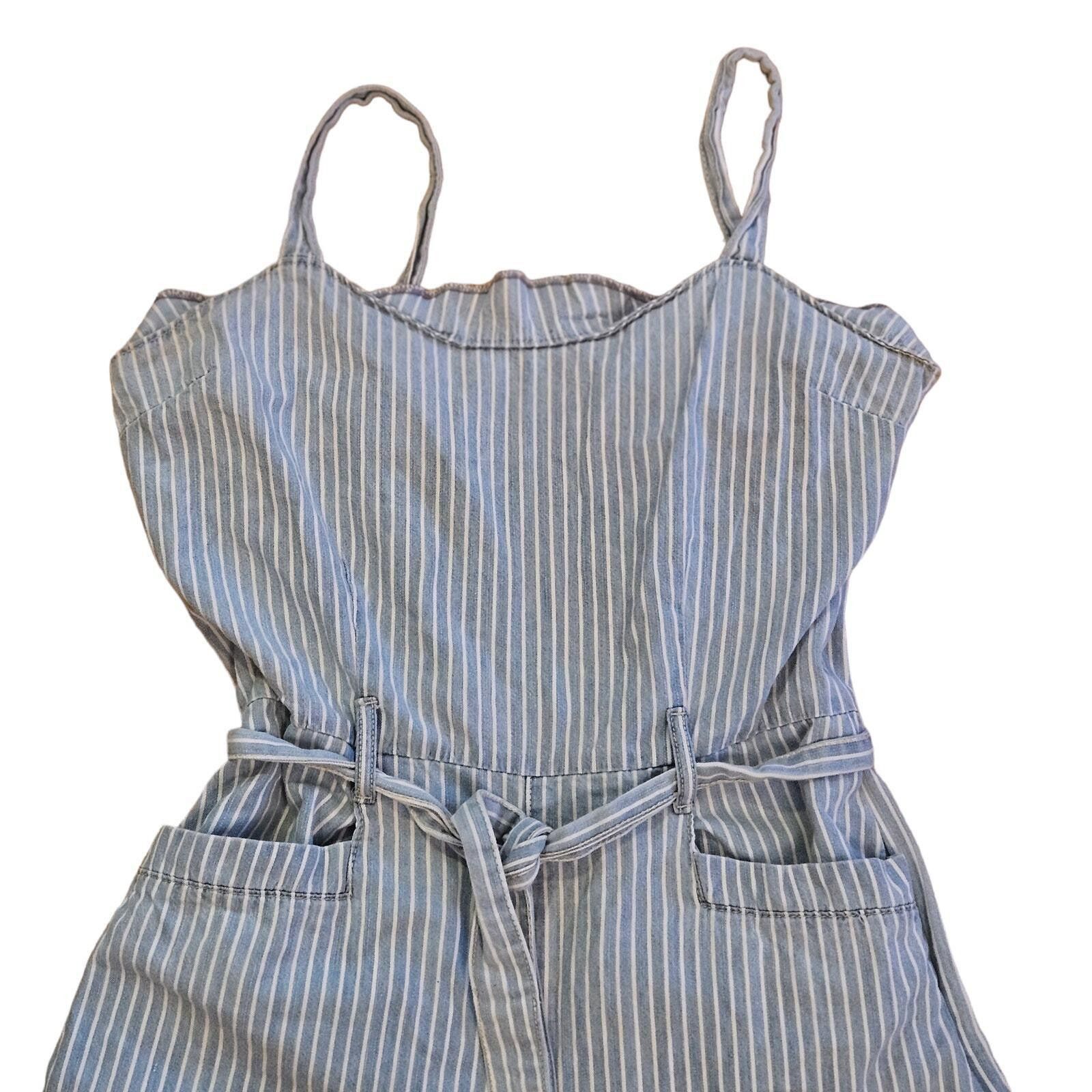 Designer Rewash Striped Denim Jumpsuit Women's Blue White Size Large Size 36" / US 14 / IT 50 - 6 Thumbnail