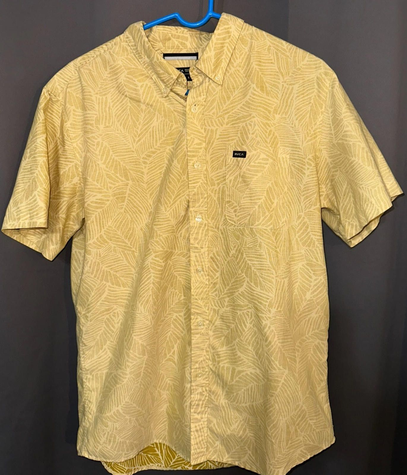 RVCA RVCA Button-Up | Size Large Light Yellow Leaf Shirt Slim Fit Size US L / EU 52-54 / 3 - 1 Thumbnail