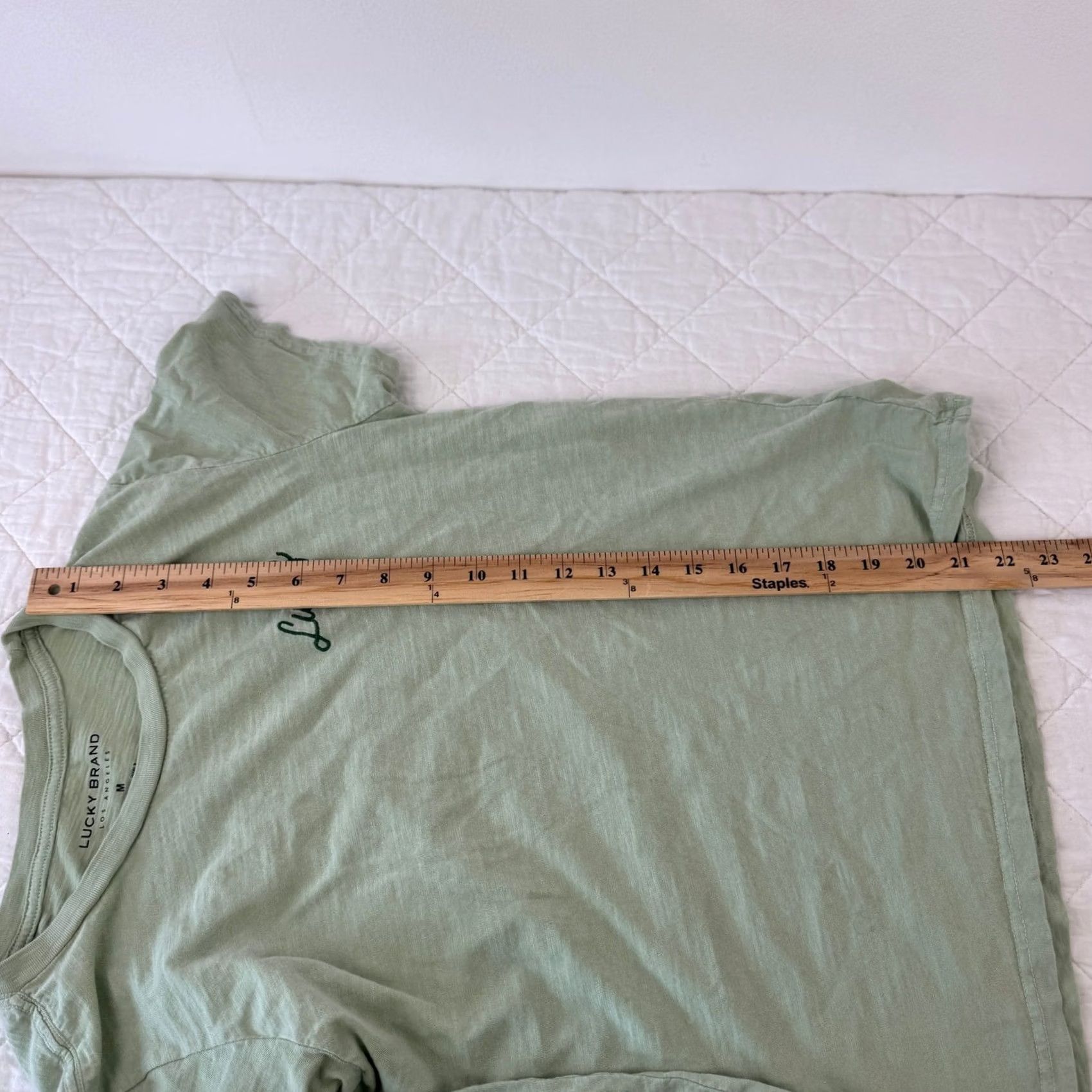 Lucky Brand Lucky Brand Womens Lucky Clover T-Shirt Sage Green Embroidered Slub Tee Size M Size M / US 6-8 / IT 42-44 - 6 Thumbnail