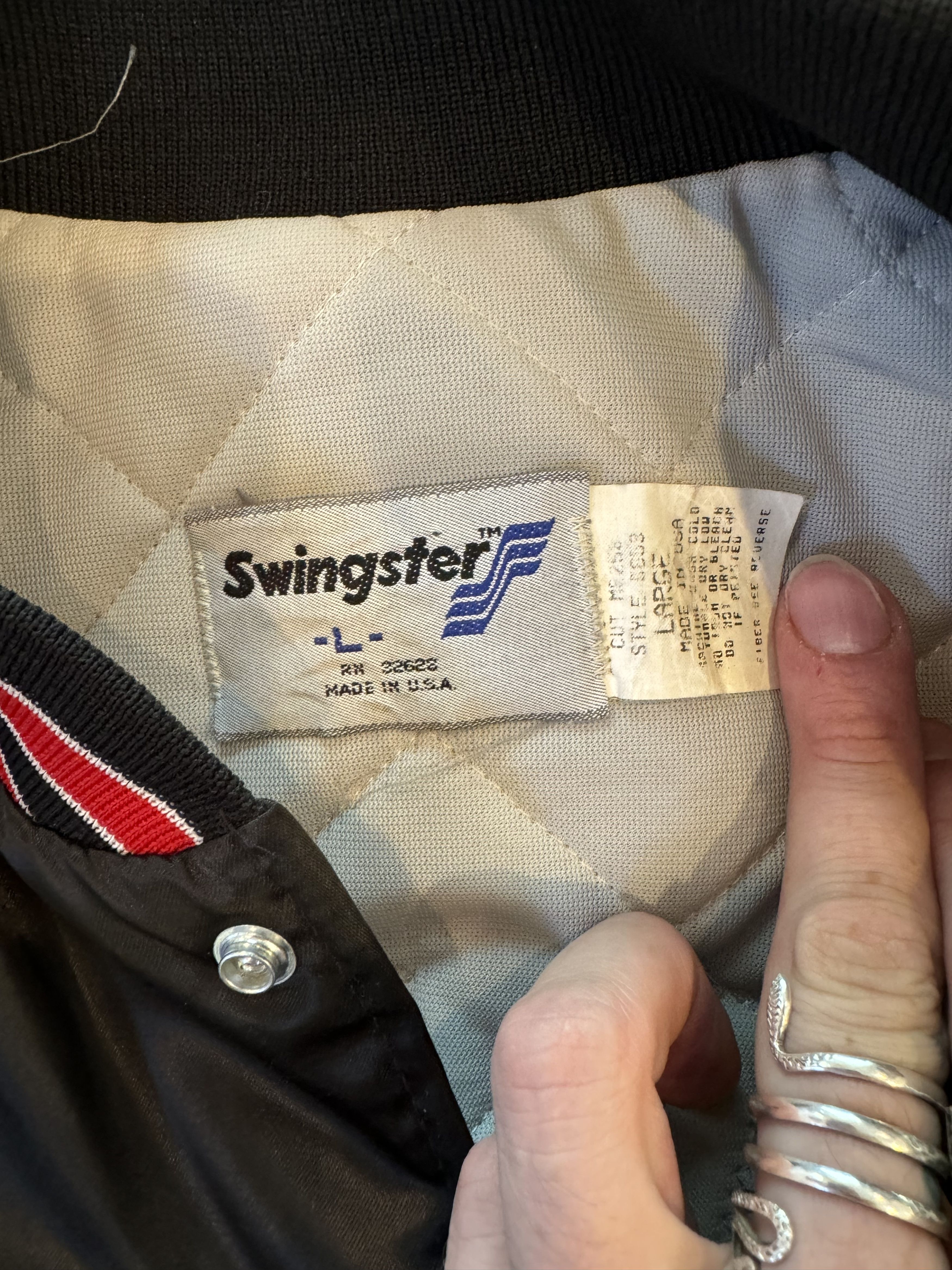Swingster × Vintage Vintage 80s Snap-on "The Outlaws" Swingster Bomber Jacket Size US L / EU 52-54 / 3 - 3 Thumbnail