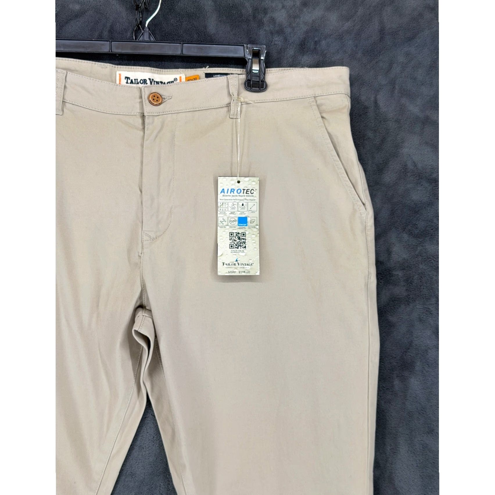 Vintage VINTAGE Tailor Vintage Traveler Pant Greenwich Slim Fit Khaki Tan AIROTEC Mens 40x30 NEW Size US 40 / EU 56 - 2 Thumbnail