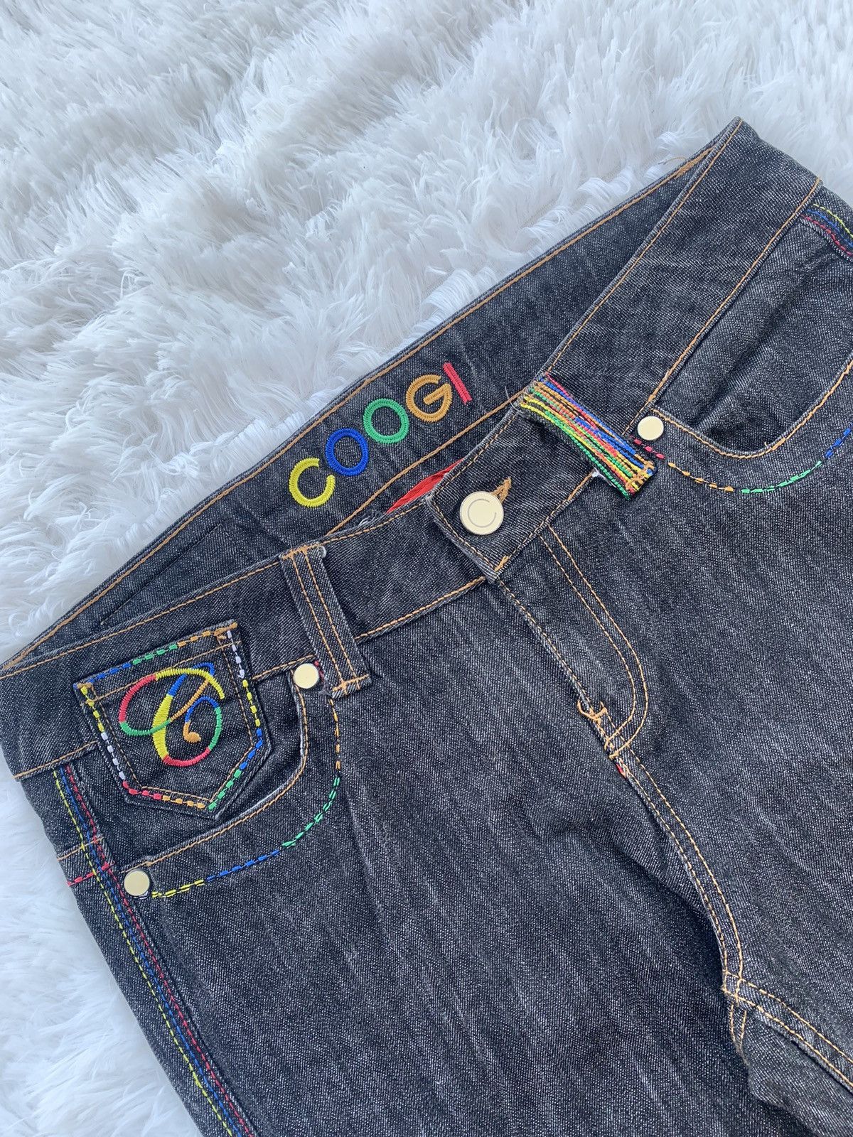 Rare Coogi Rainbow Stitch Flared Jeans