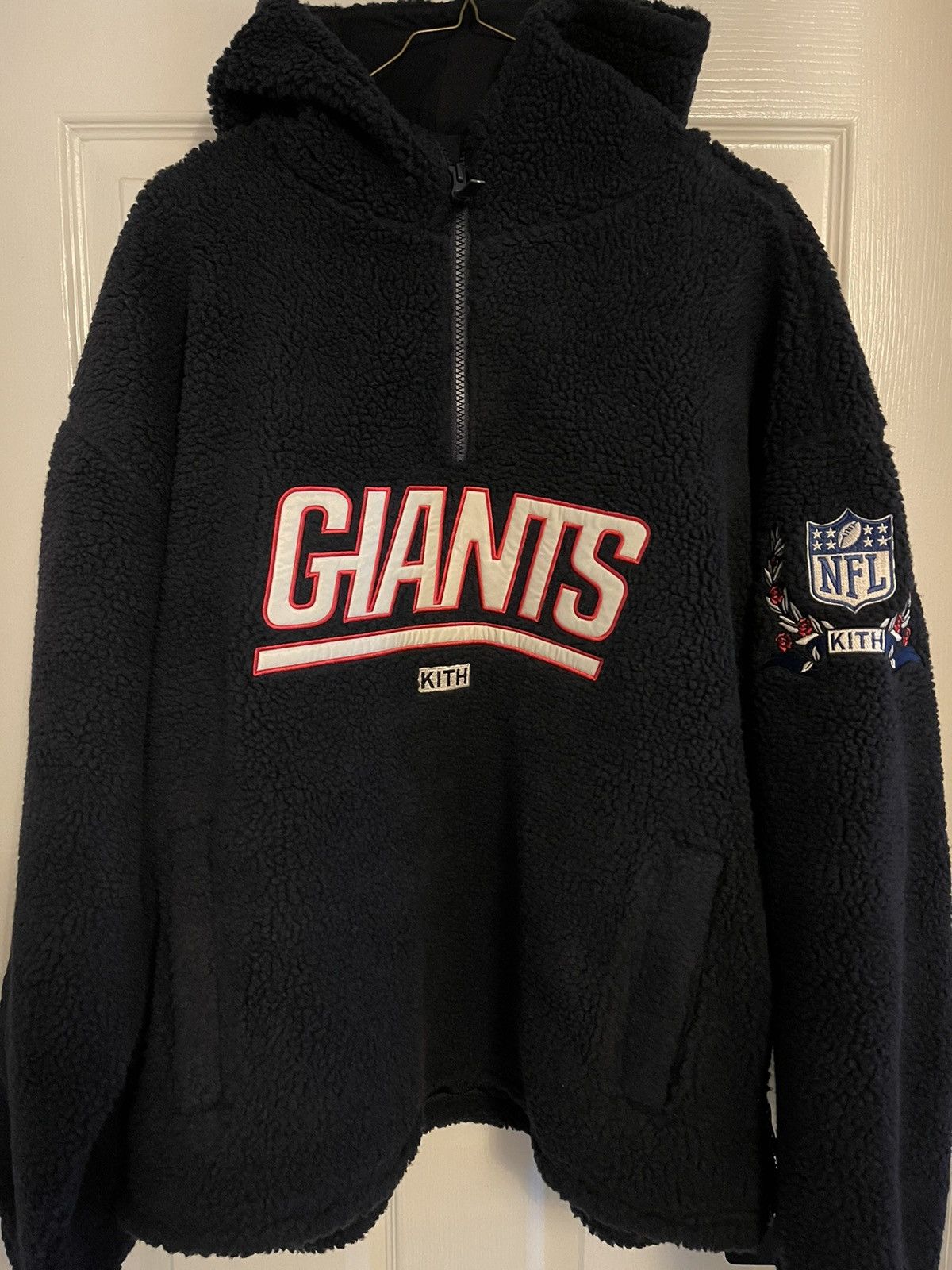 Kith for the NFL: Giants Quarter Zip Anorak With Hood - Nocturnal