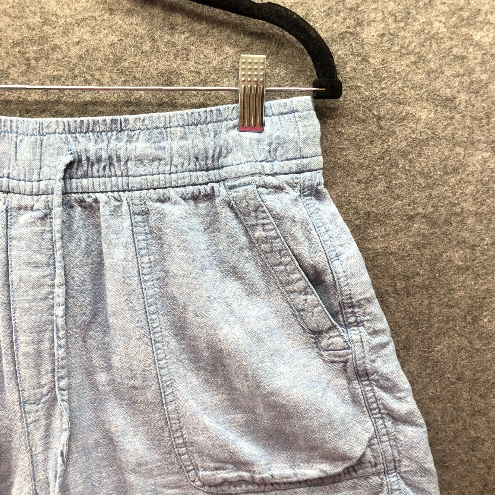 Gap Gap Linen Blend Shorts Womens M Light Blue Drawstring High Rise Relaxed Shirt? Wait. Size 32" / US 10 / IT 46 - 3 Thumbnail