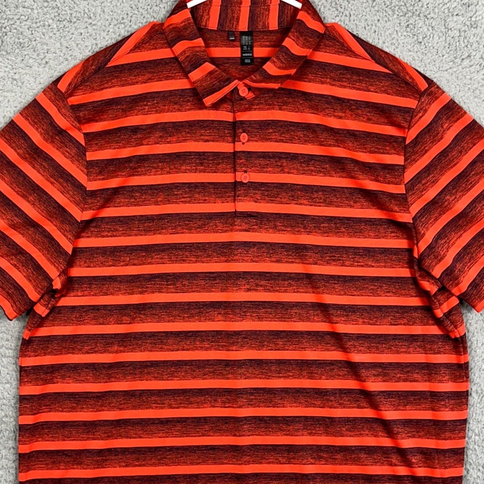 Adidas Adidas Adult Mens XL Shirt Golf Polo Orange Black Stripes Rugby Performance EUC Size US XL / EU 56 / 4 - 2 Thumbnail