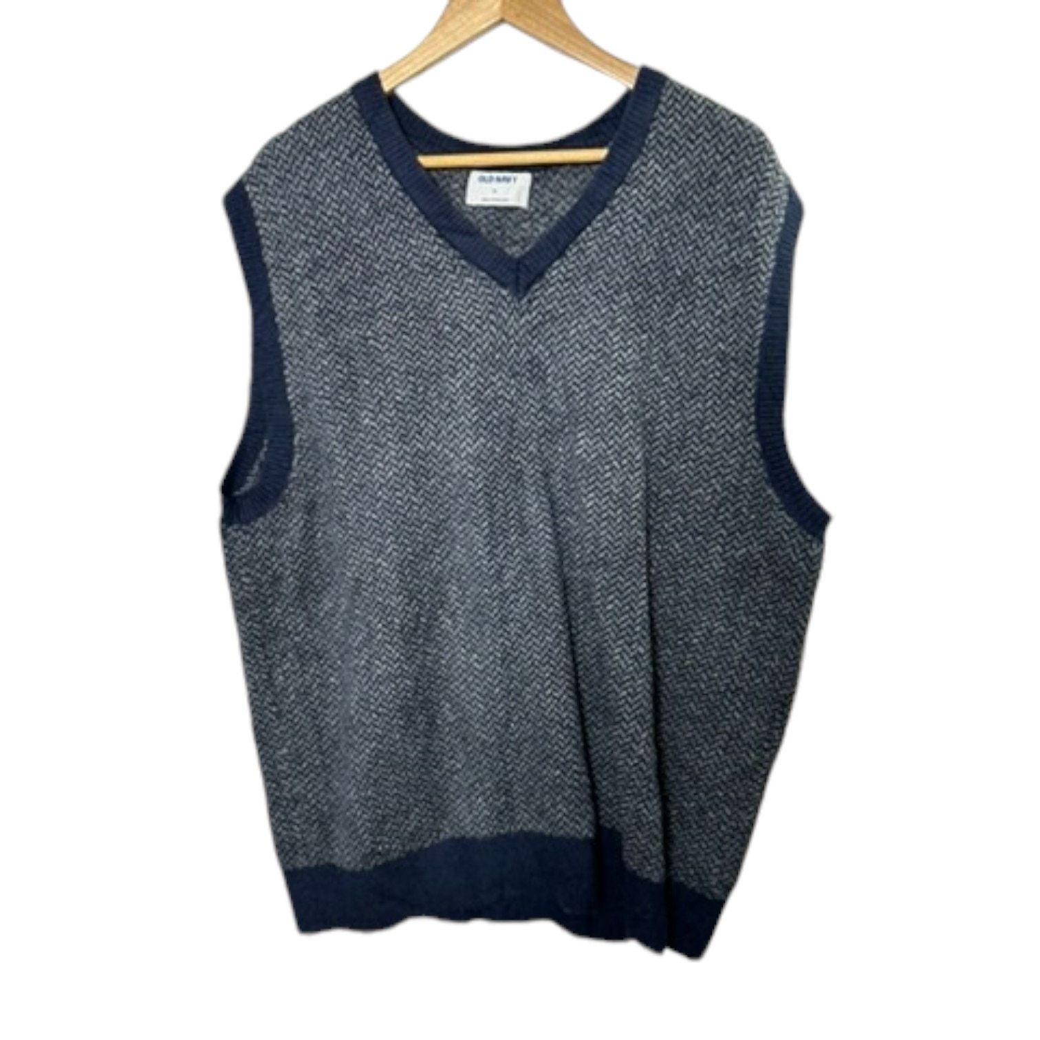 Old Navy Old Navy Blue & Gray Cotton V-Neck Sweater Vest Men's XL Size US XL / EU 56 / 4 - 1 Thumbnail