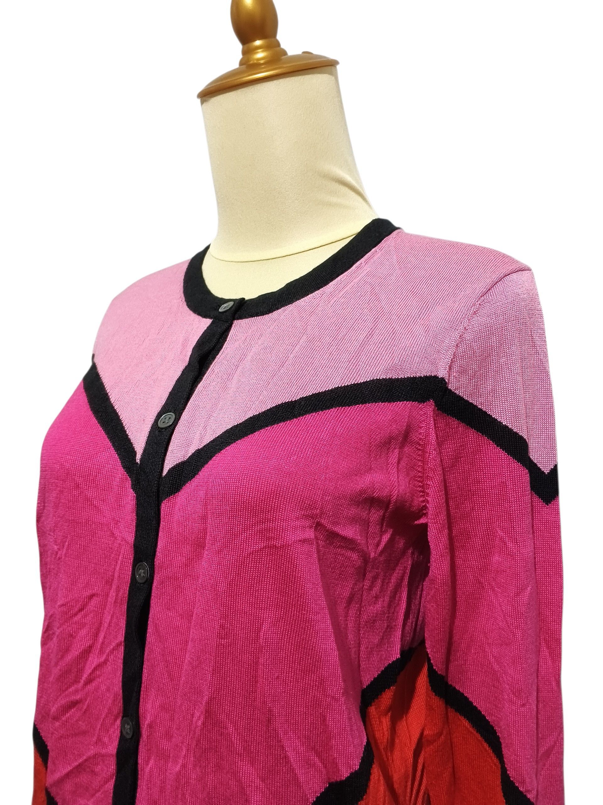 Carolina Herrera Carolina Herrera Y2K Silk Cashmere Color Block Cardigan Size M / US 6-8 / IT 42-44 - 3 Thumbnail