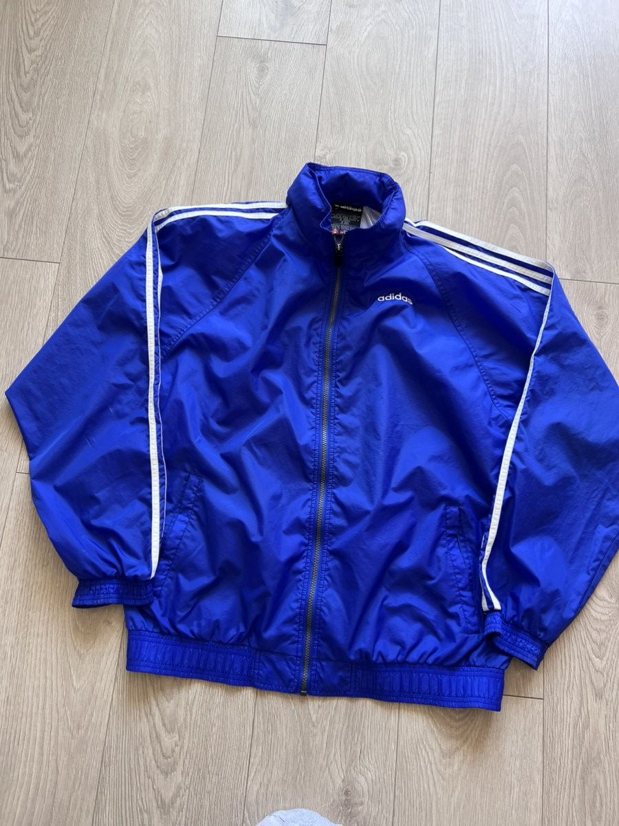 Adidas × Vintage Vintage 90s Adidas Windbreaker Light Track Jacket W / Hood Size US L / EU 52-54 / 3 - 1 Thumbnail