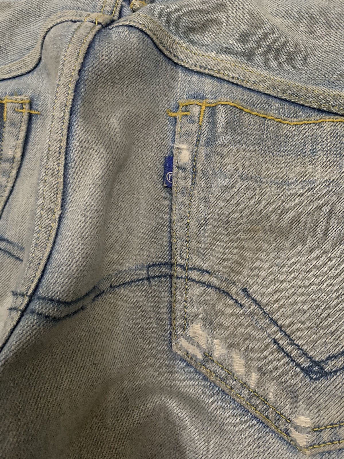 Nonnative × Undercover Vintage Nonnative Selvedge Mud Wash Ripped Grunge Jeans Size US 32 / EU 48 - 12 Thumbnail