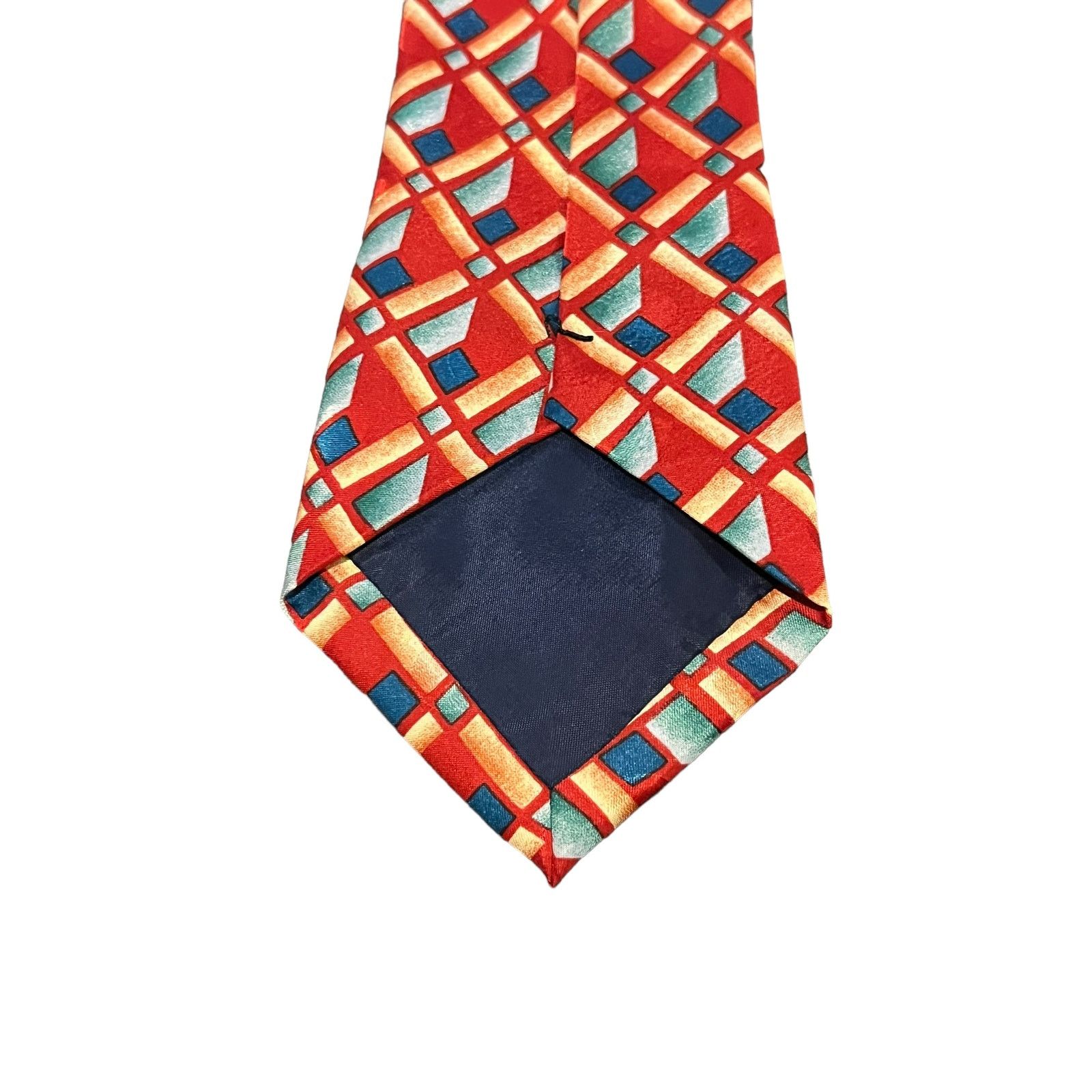 Vintage Francois Silk Hand Made Red and blue geometric vintage tie Size ONE SIZE - 6 Thumbnail