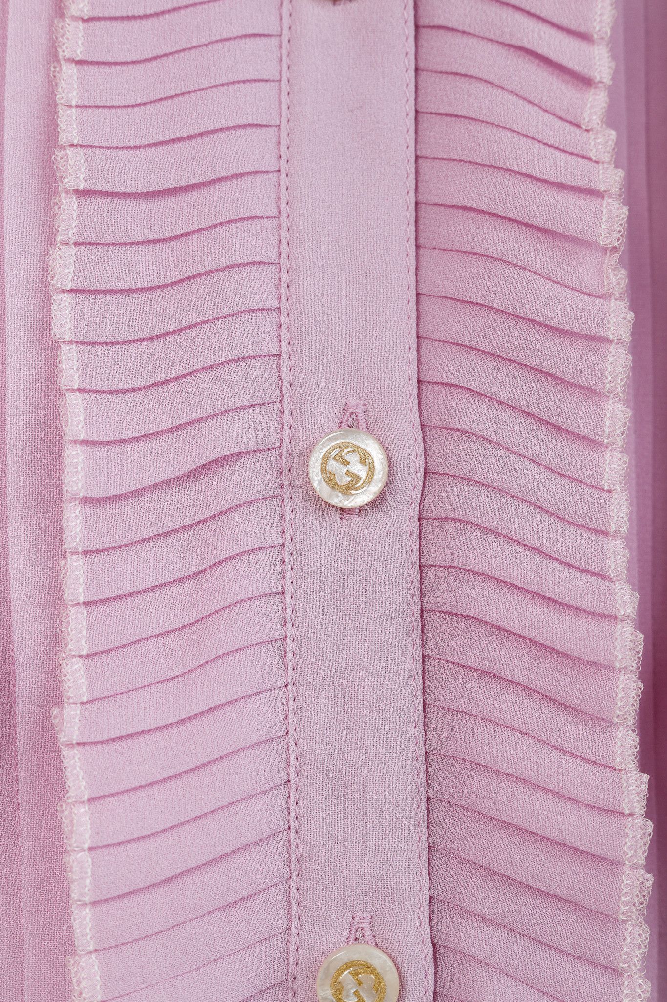 Gucci Gucci Resort 2016 Pink Silk Pleated Ruffle Tie-Neck Shirt Size M / US 6-8 / IT 42-44 - 8 Thumbnail