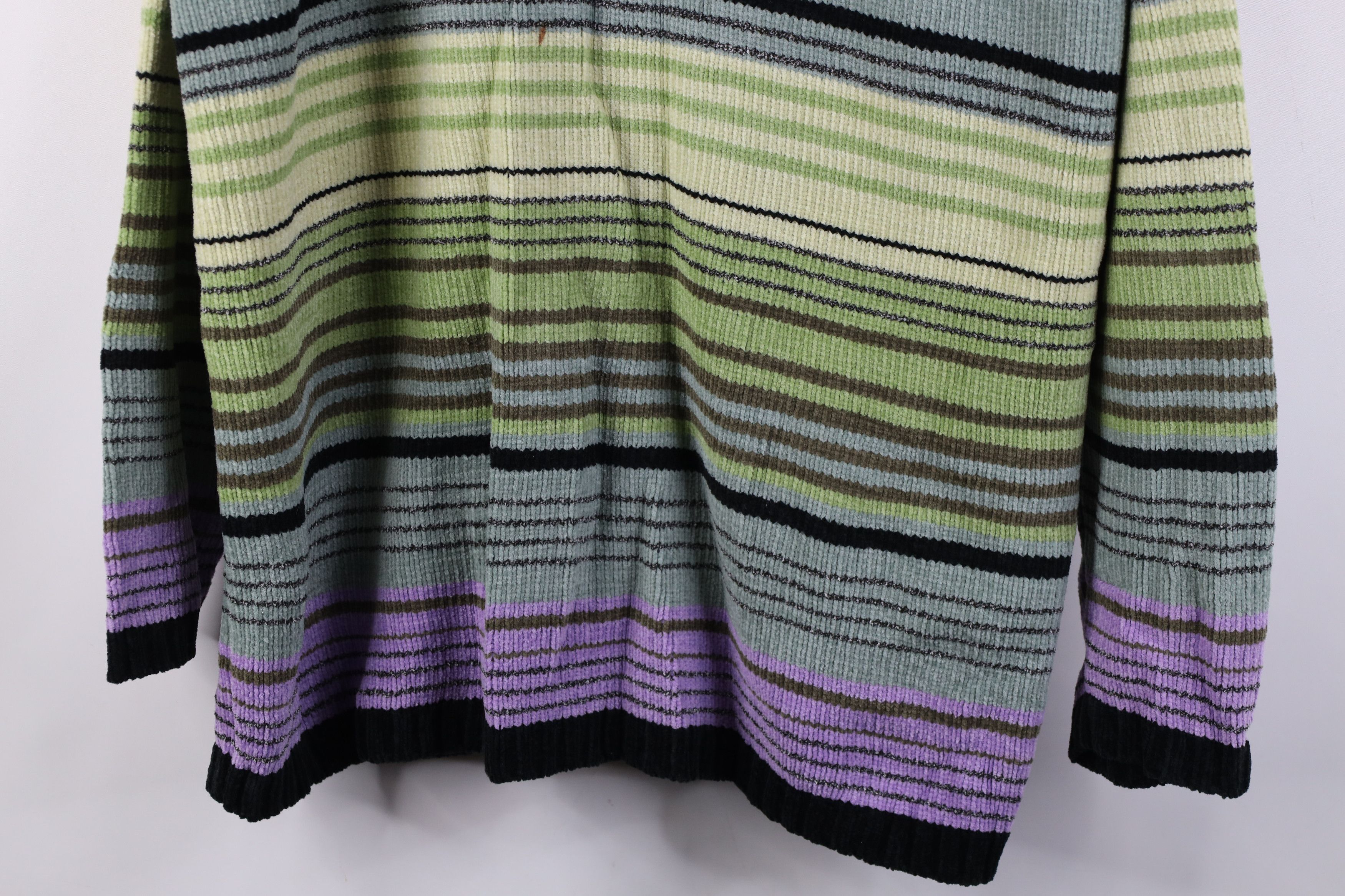 Vintage Vintage 90s Y2K Streetwear Striped Turtleneck Fleece Sweater Size XXL / US 16-18 / IT 52-54 - 3 Thumbnail
