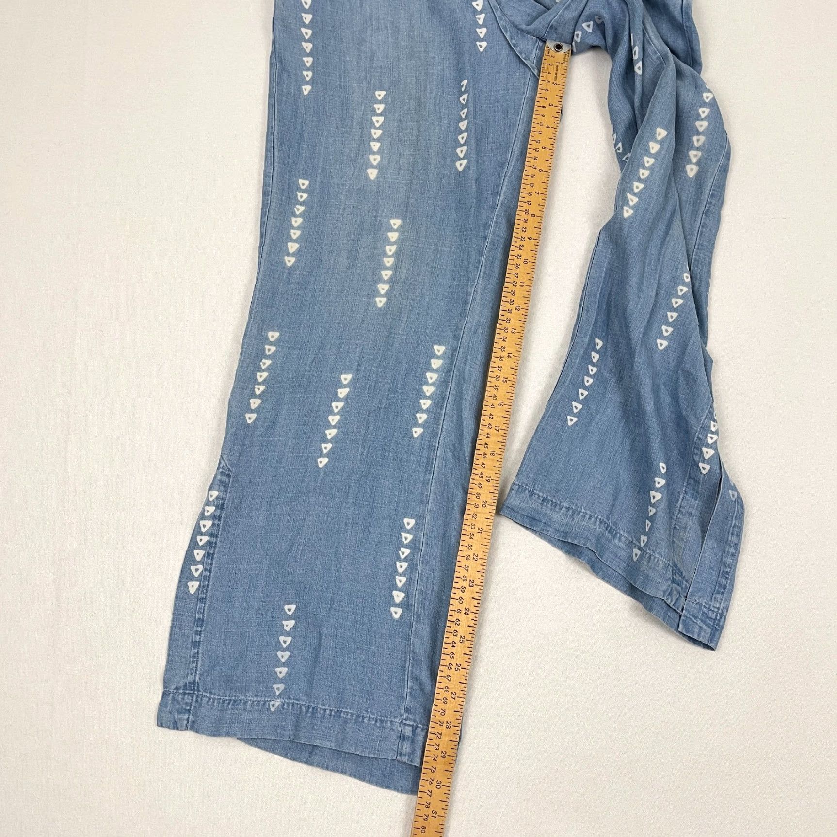 CLOT Cloth & Stone Pants Womens Medium W32 I31 Chambray Blue Wide-Leg Split Hem Print Size 32" / US 10 / IT 46 - 5 Thumbnail