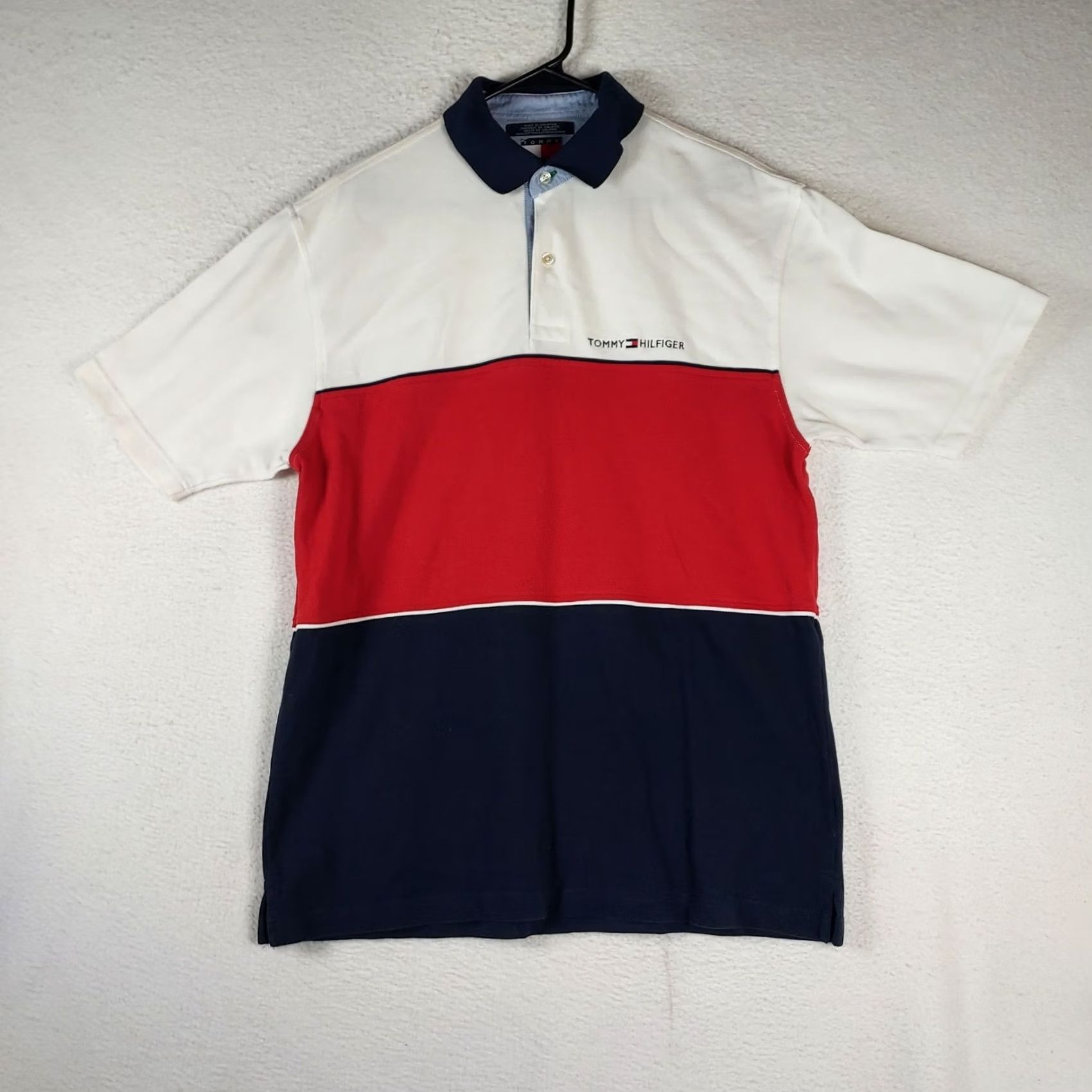 Tommy Hilfiger Tommy Hilfiger Polo Shirt Colorblock 100% Cotton Short Sleeve Men’s Medium White Red Navy Logo Size US M / EU 48-50 / 2 - 2 Thumbnail