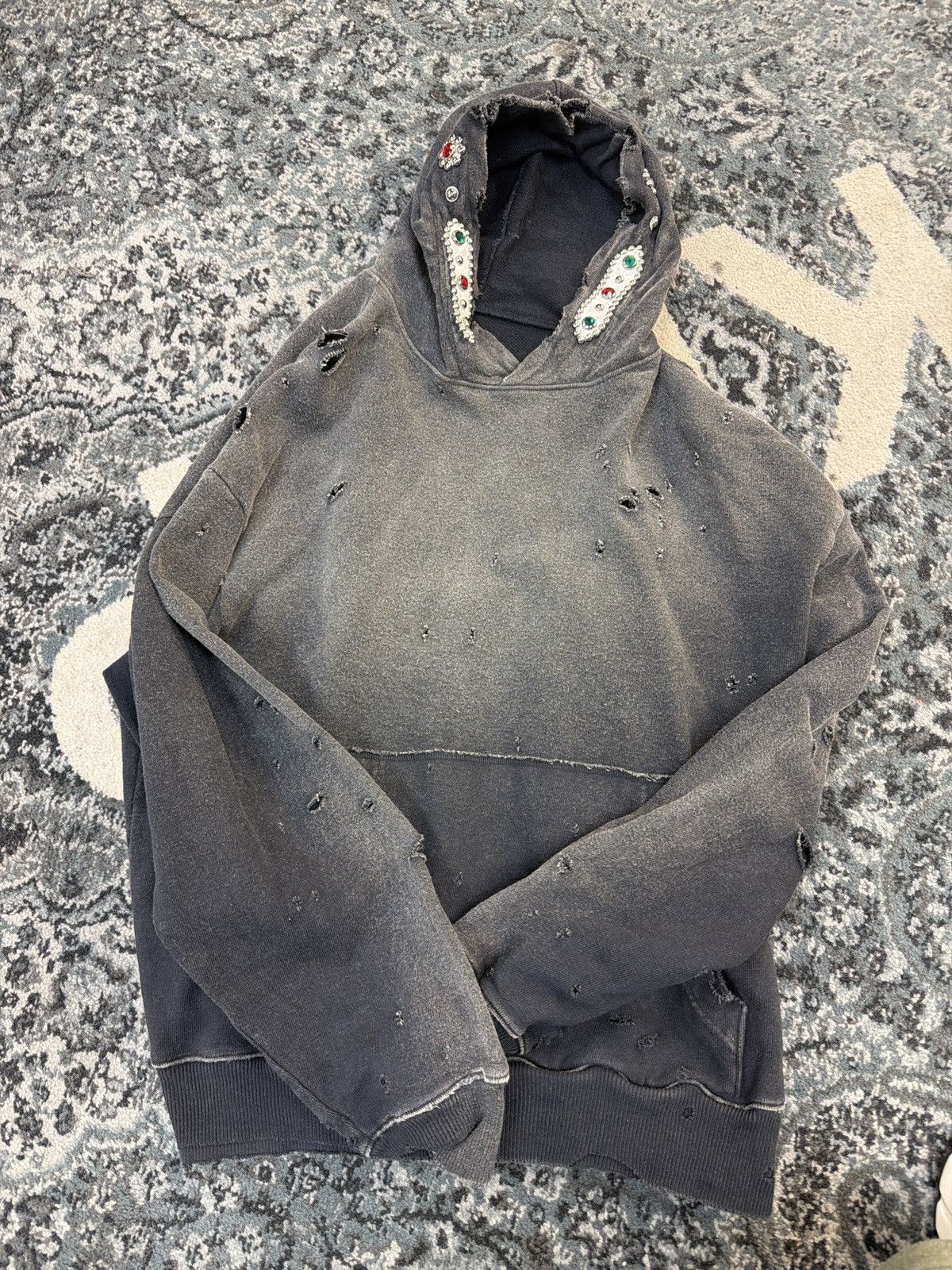 Kapital Kapital jewel studded hooded sweatshirt aged black grey Size US L / EU 52-54 / 3 - 1 Thumbnail