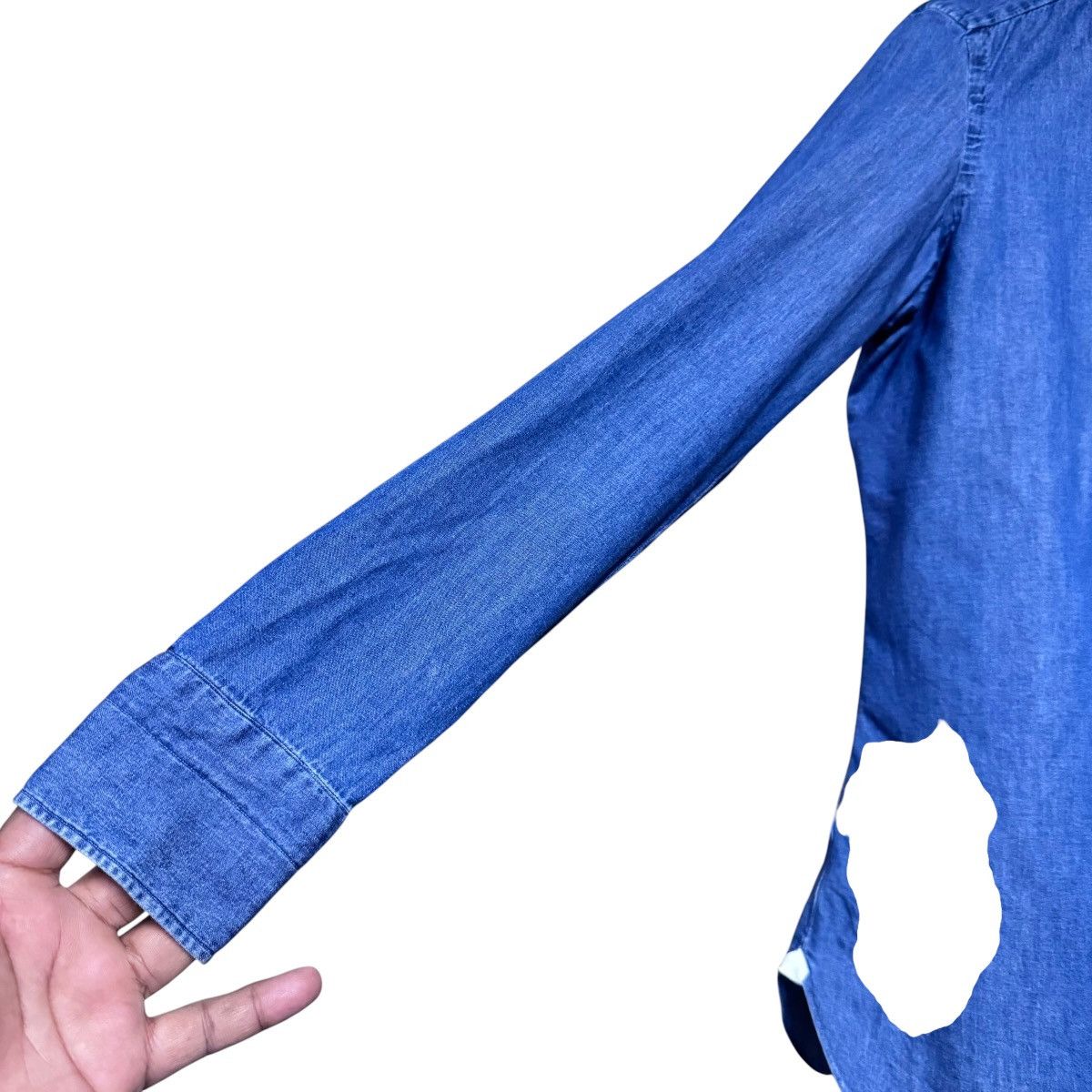 Luigi Borrelli Luigi Borrelli Luxury Vintage Denim Sailor Shirt Size US M / EU 48-50 / 2 - 5 Thumbnail