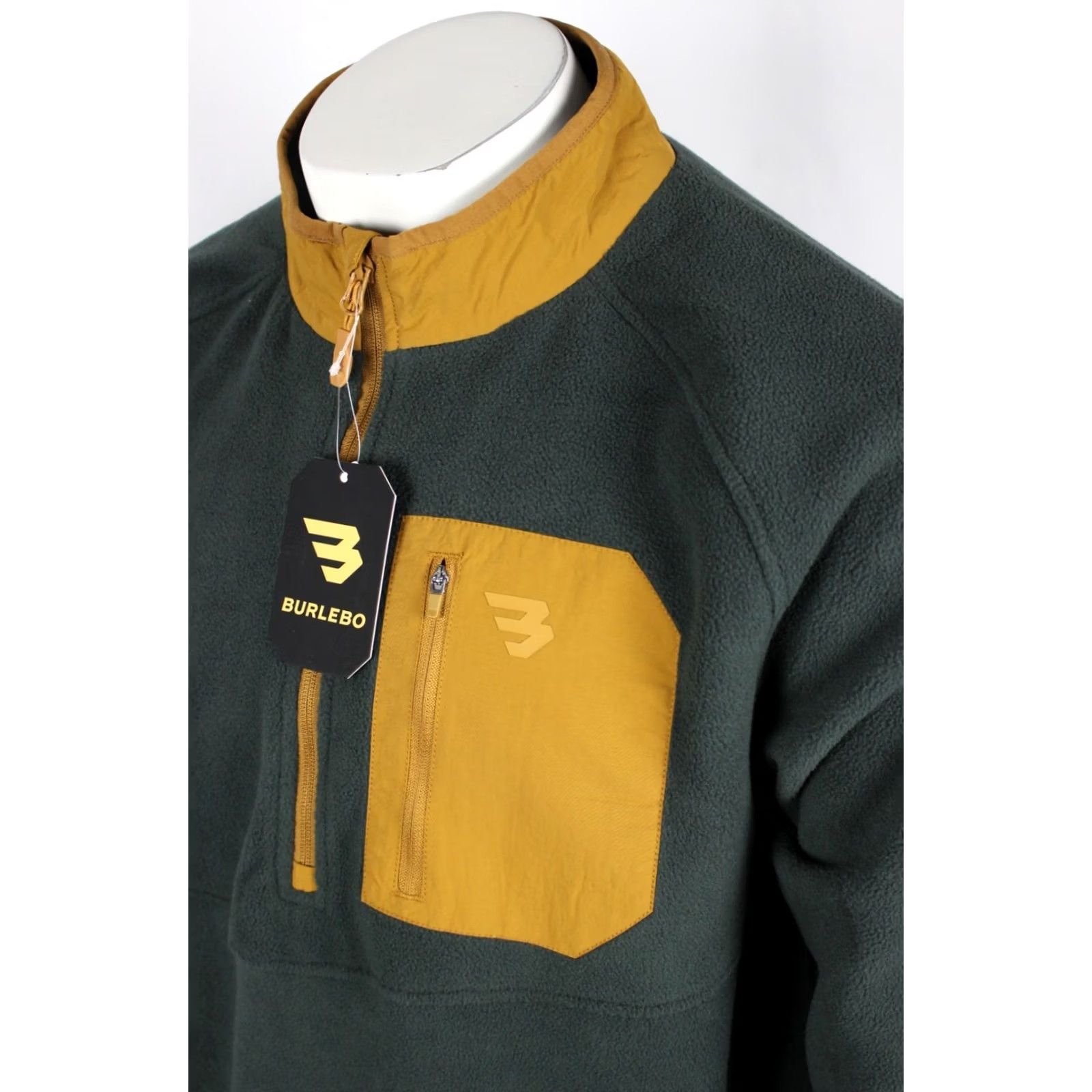 Vintage Burlebo Men's 1/2 Zip Micro Fleece Pullover L Dark Olive Solid Mock Neck Zip Pockets Sweatshirt Outdoor Size US L / EU 52-54 / 3 - 3 Thumbnail