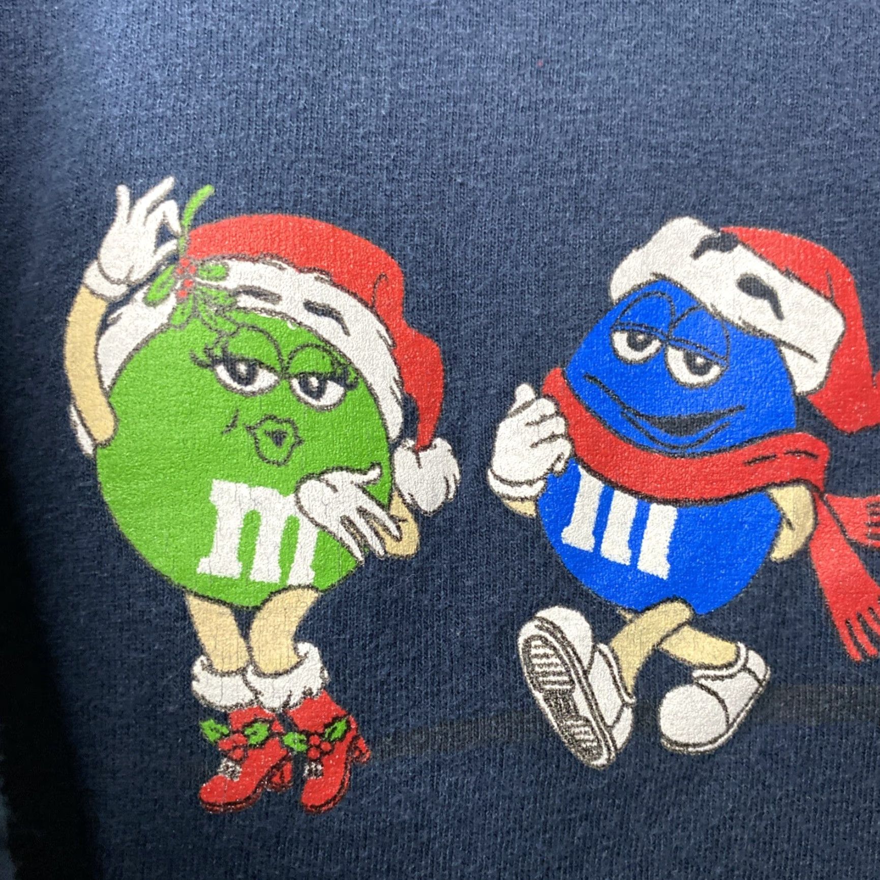 Vintage VTG M&M’s Christmas T-Shirt Navy Blue Regular Size L Men Graphic Print 90s Logo Holiday Cartoon Candy Christmas Theme Vintage Size US L / EU 52-54 / 3 - 3 Thumbnail