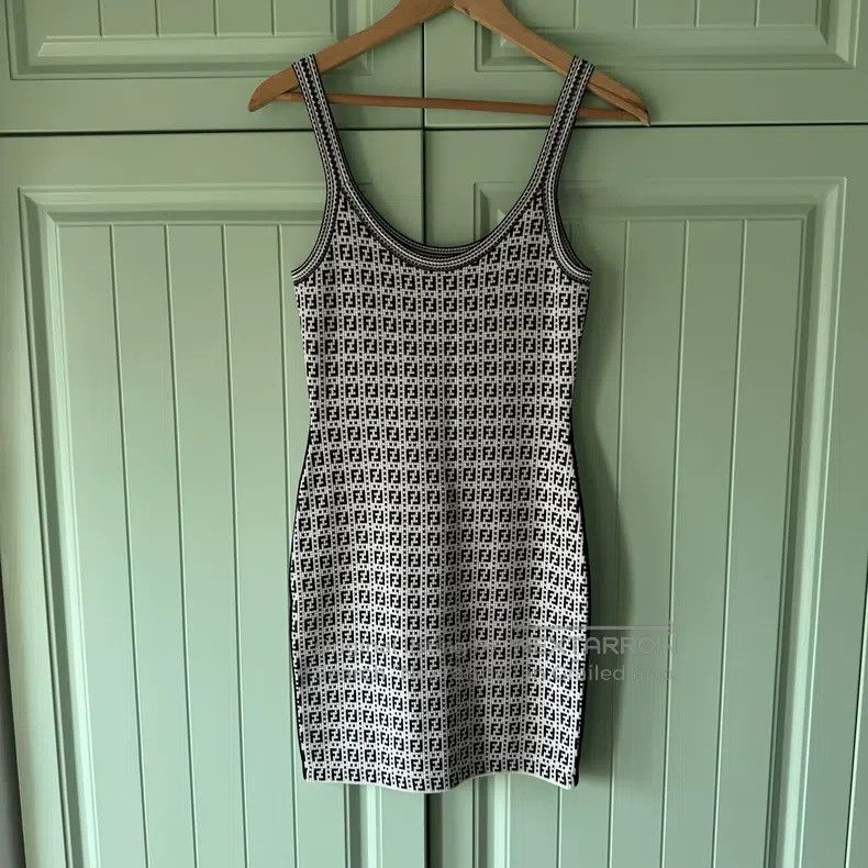 Fendi Fendi Black and White Full Logo Camisole Dress, Classic FF Size XS / US 0-2 / IT 36-38 - 1 Thumbnail