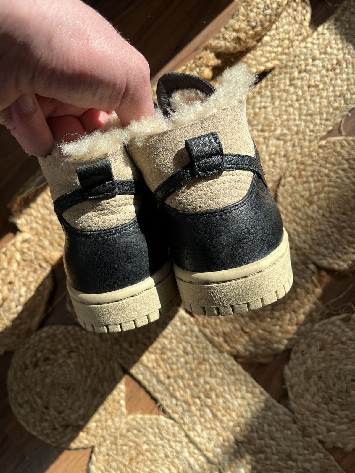 Nike × Vintage Sherpa Nike Dunk 🐻 fur cozy coquette bear velvet y2k goth Size US 6 / IT 36 - 6 Thumbnail