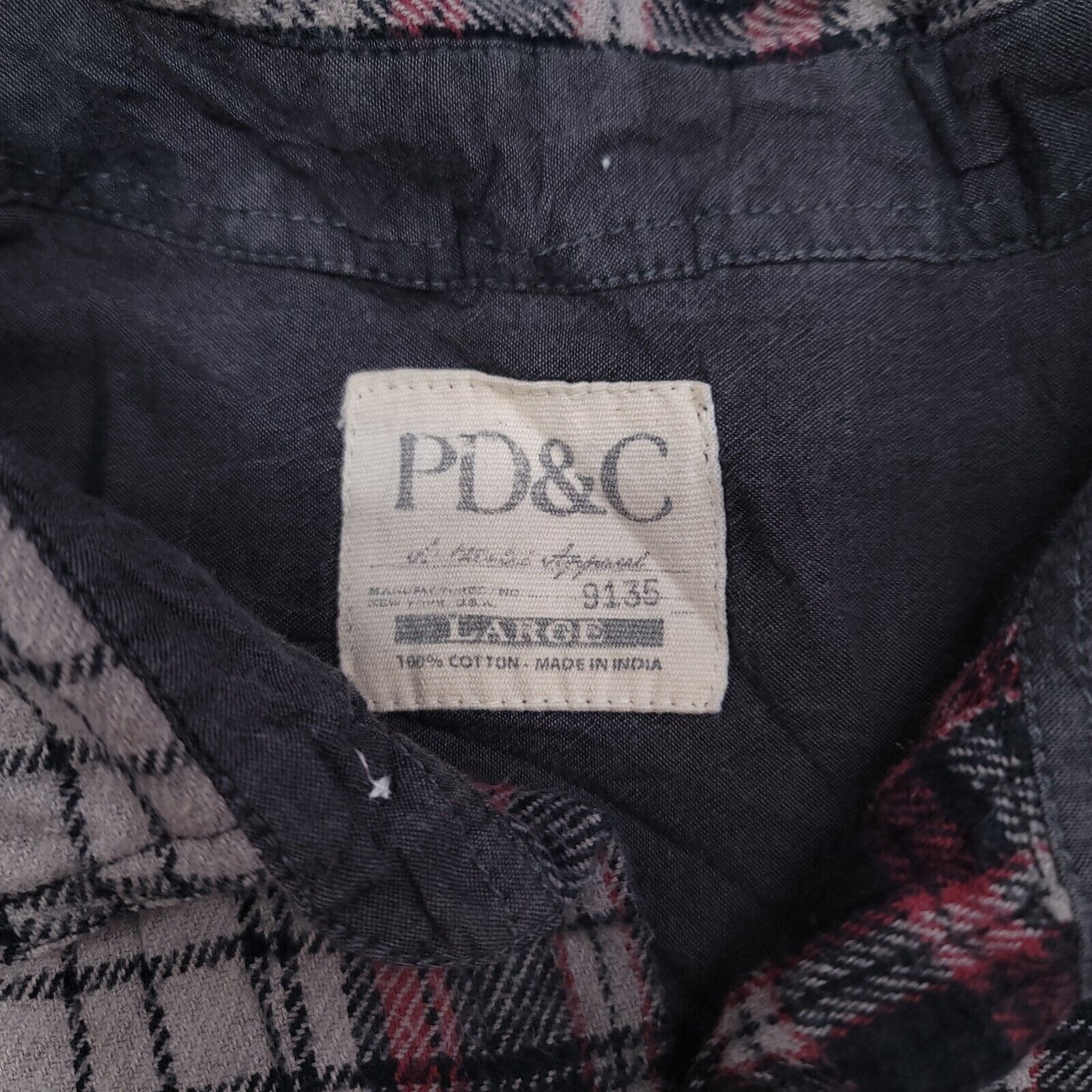 PD&C PD & C Tartan Flannel Shirt Adult Men Size Large L Black Red Size US L / EU 52-54 / 3 - 3 Thumbnail