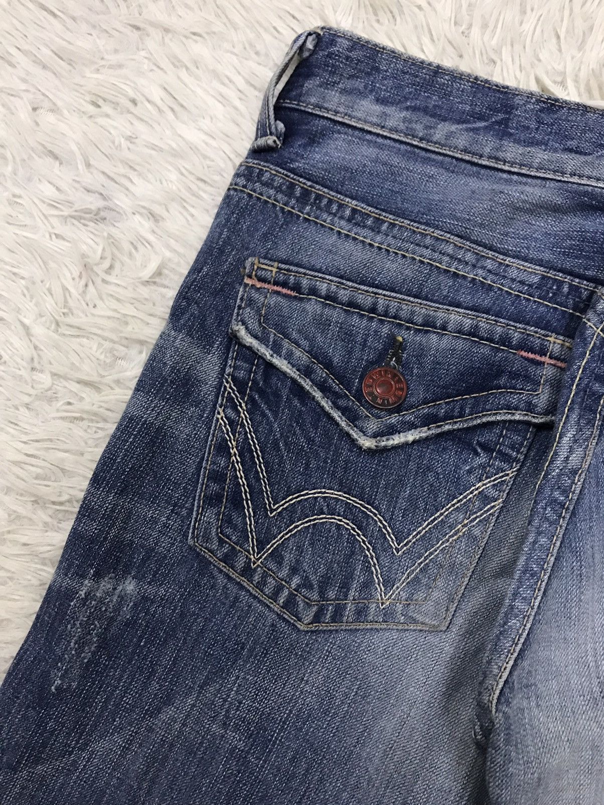 Edwin Vintage Edwin Lot 503 Bluetrip Distressed Design Flare Jeans Size US 30 / EU 46 - 12 Thumbnail