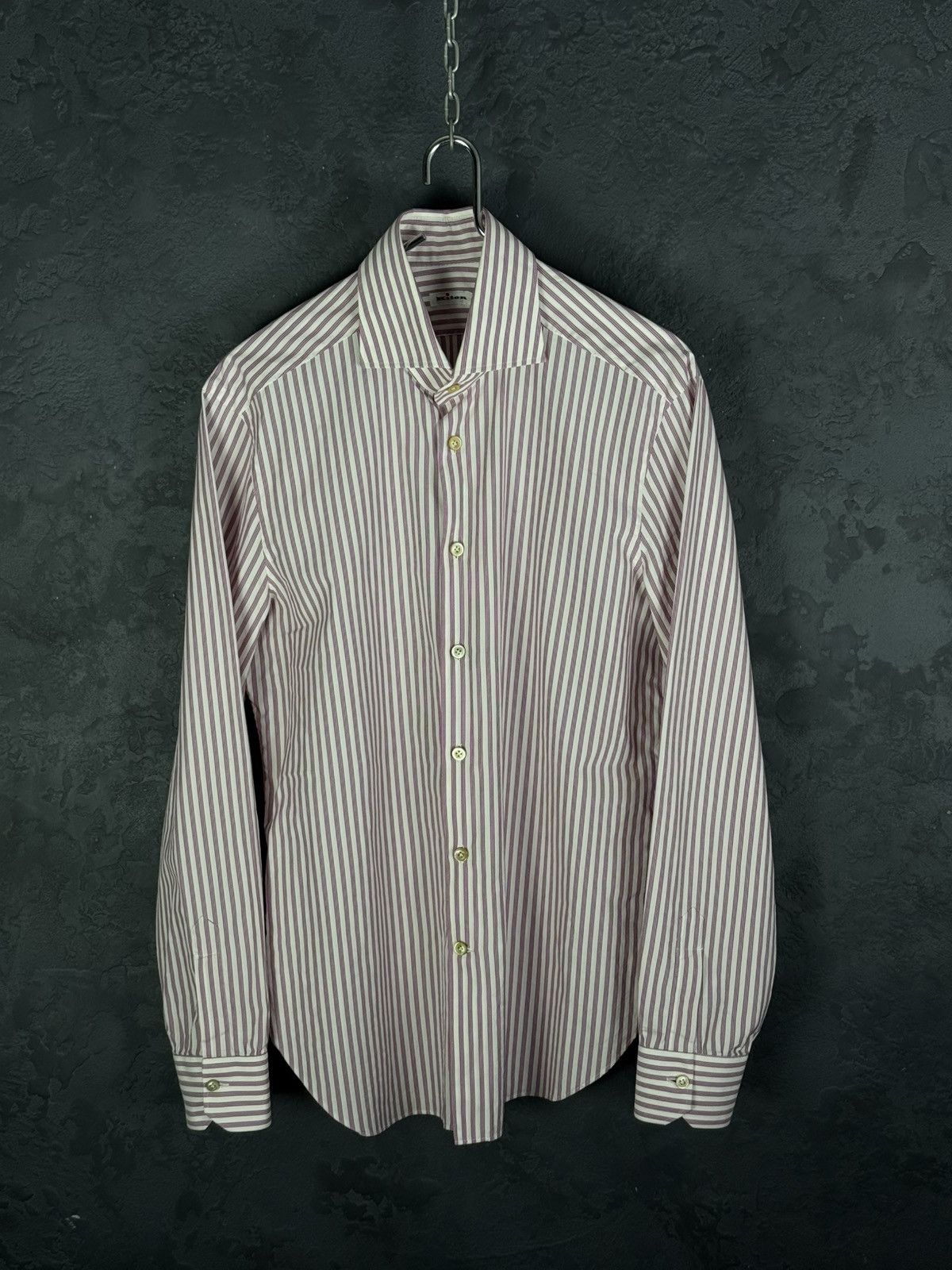 Kiton Kiton Men's Pink Stripe Cotton Long-Sleeve Button Shirt Size US L / EU 52-54 / 3 - 4 Thumbnail