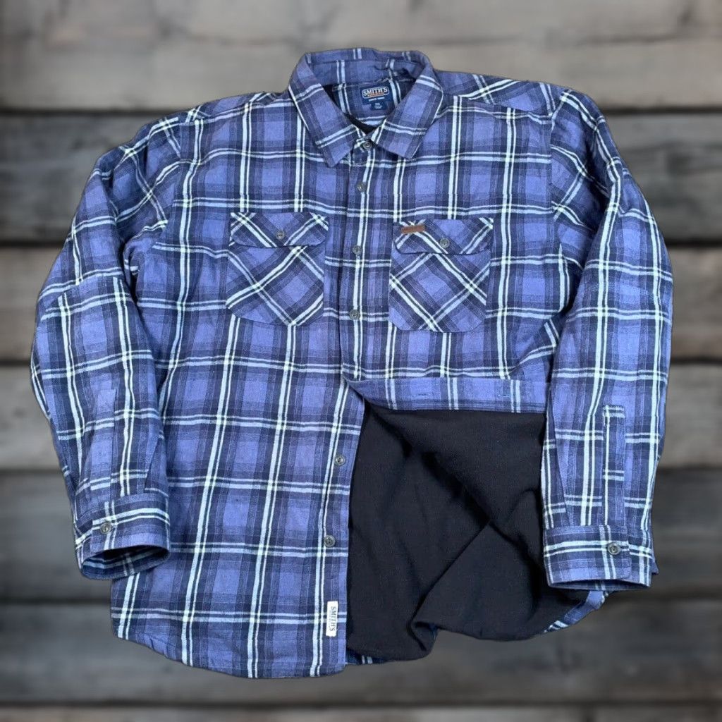 Vintage Workwear Fleece Lined Flannel Jacket Adult 2XL Blue Plaid Heavyweight Size US XXL / EU 58 / 5 - 1 Thumbnail