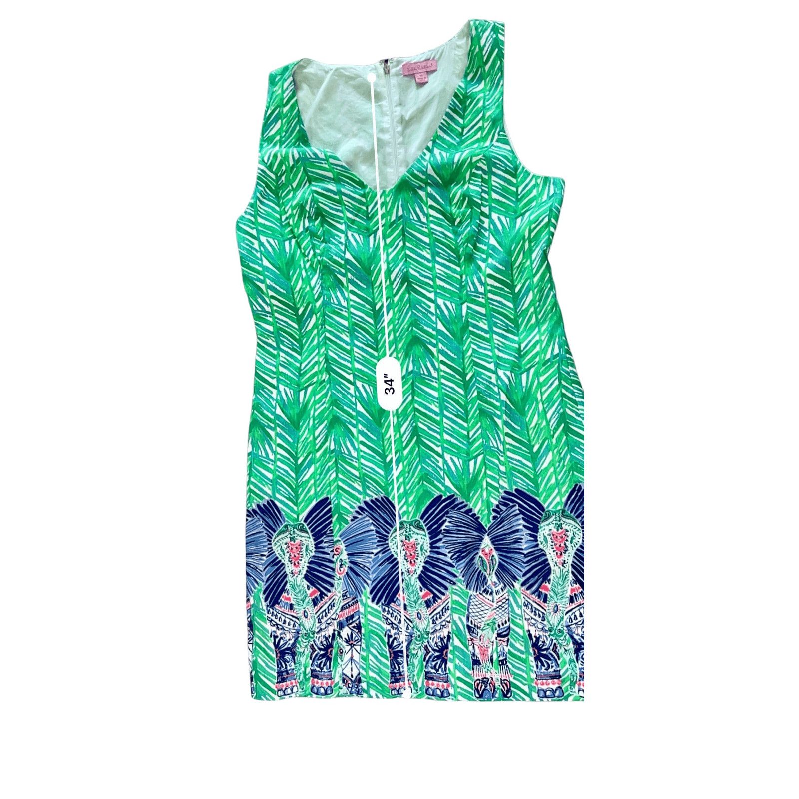 Lilly Pulitzer Lilly Pulitzer Tandie Shift Dress Green Elephants 10 Coastal Size L / US 10 / IT 46 - 8 Thumbnail