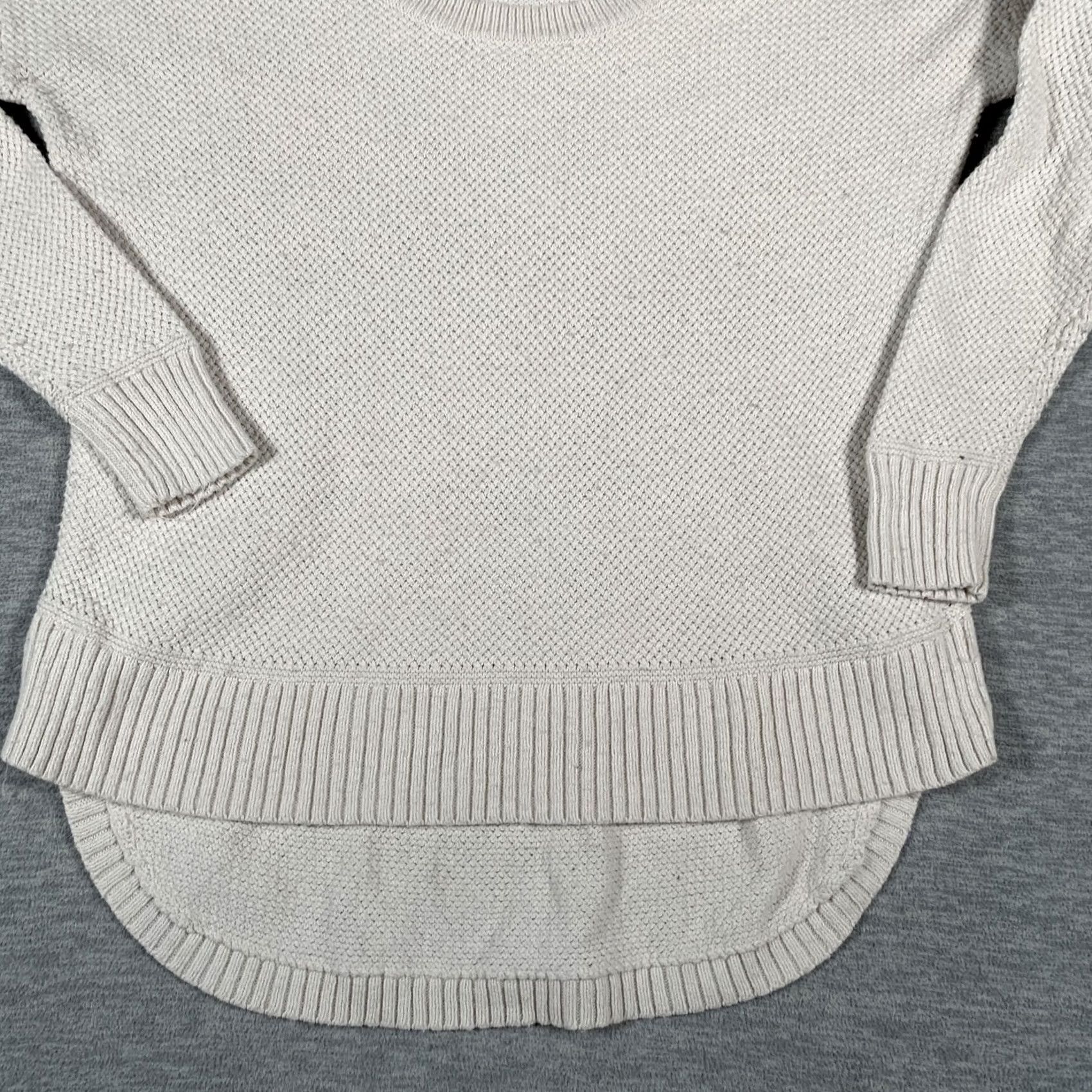 Madewell Madewell Sweater Womens XS Ivory Crewneck Textured Knit High Low Hem Pullover Size XS / US 0-2 / IT 36-38 - 3 Thumbnail