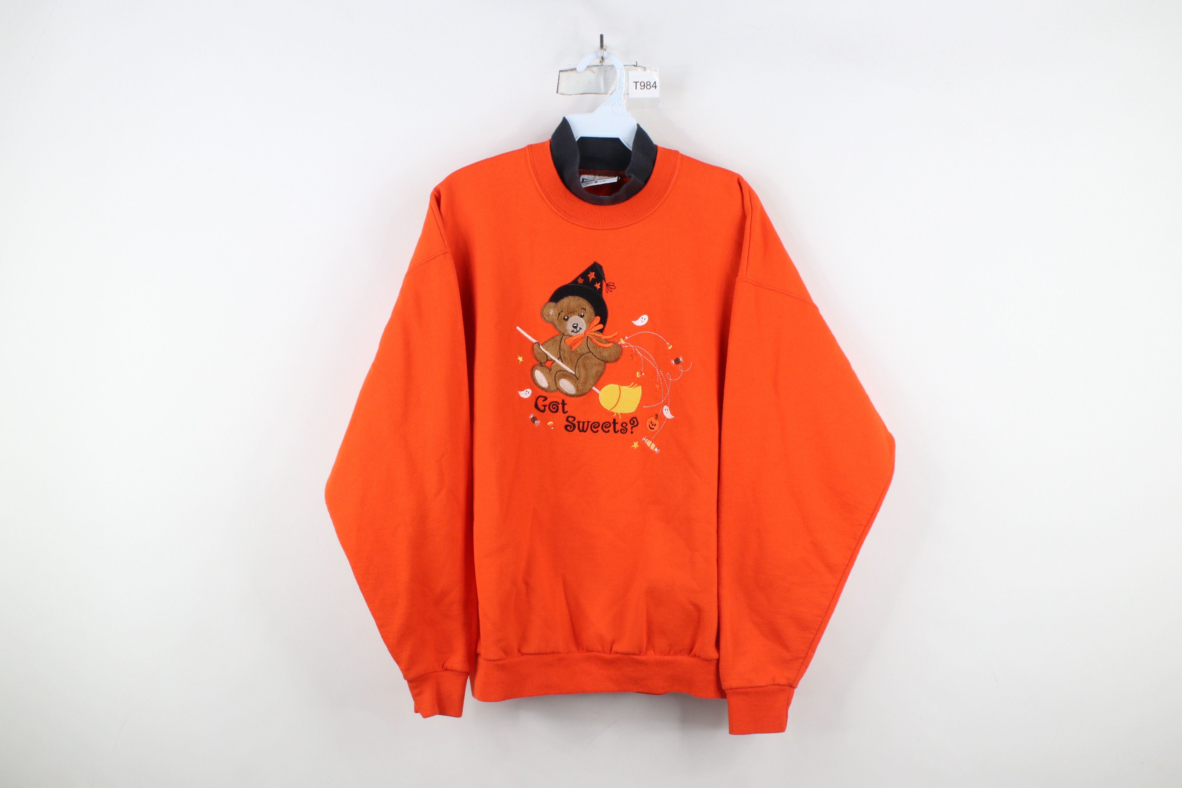 Vintage Vintage 90s Streetwear Halloween Witch Sweatshirt Orange Size L / US 10 / IT 46 - 1 Thumbnail