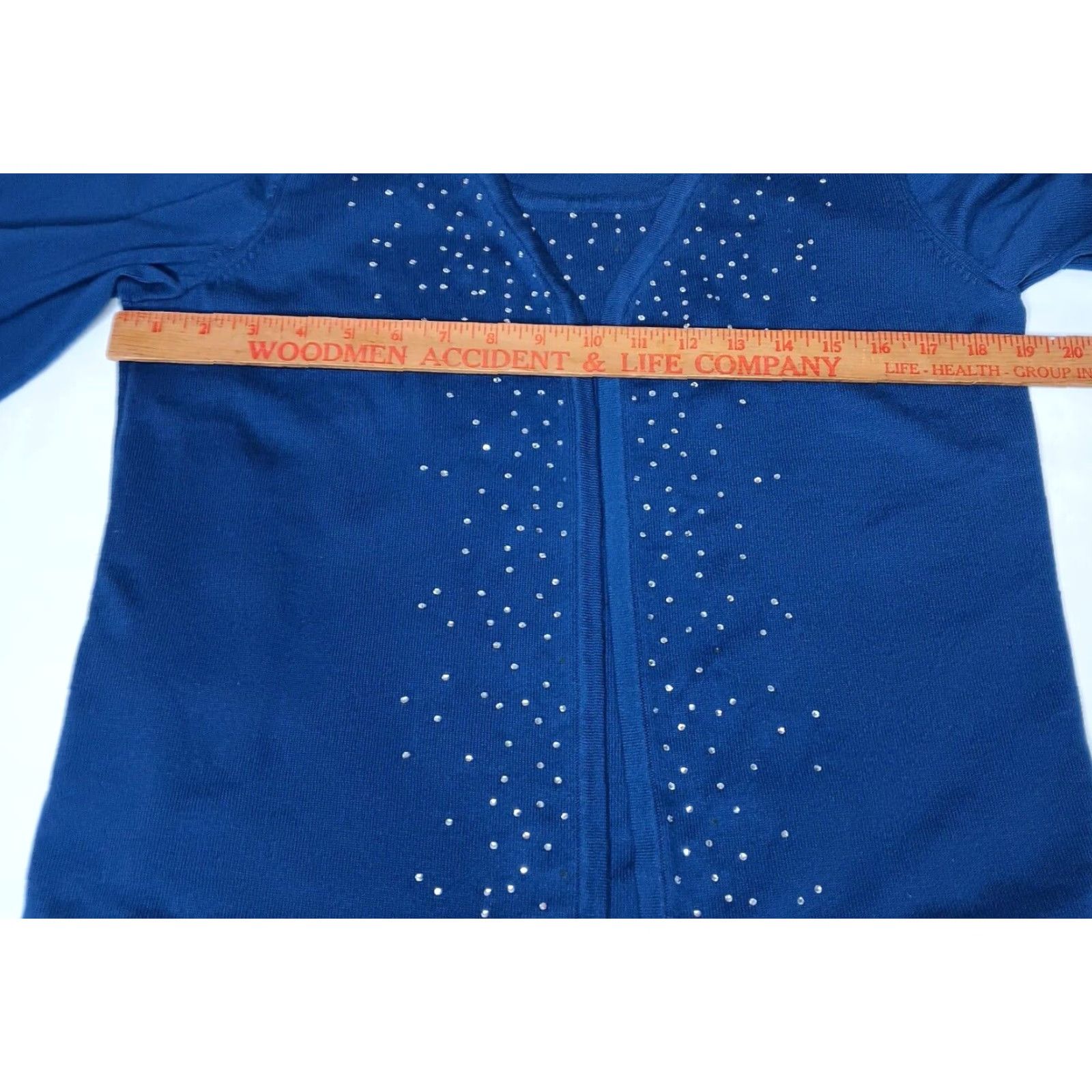 Quacker Factory Quacker Factory Cardigan Sweater Women M Blue Knit Rhinestone Bling Casual Party/Cocktail Pullover Open Front Size M / US 6-8 / IT 42-44 - 5 Thumbnail