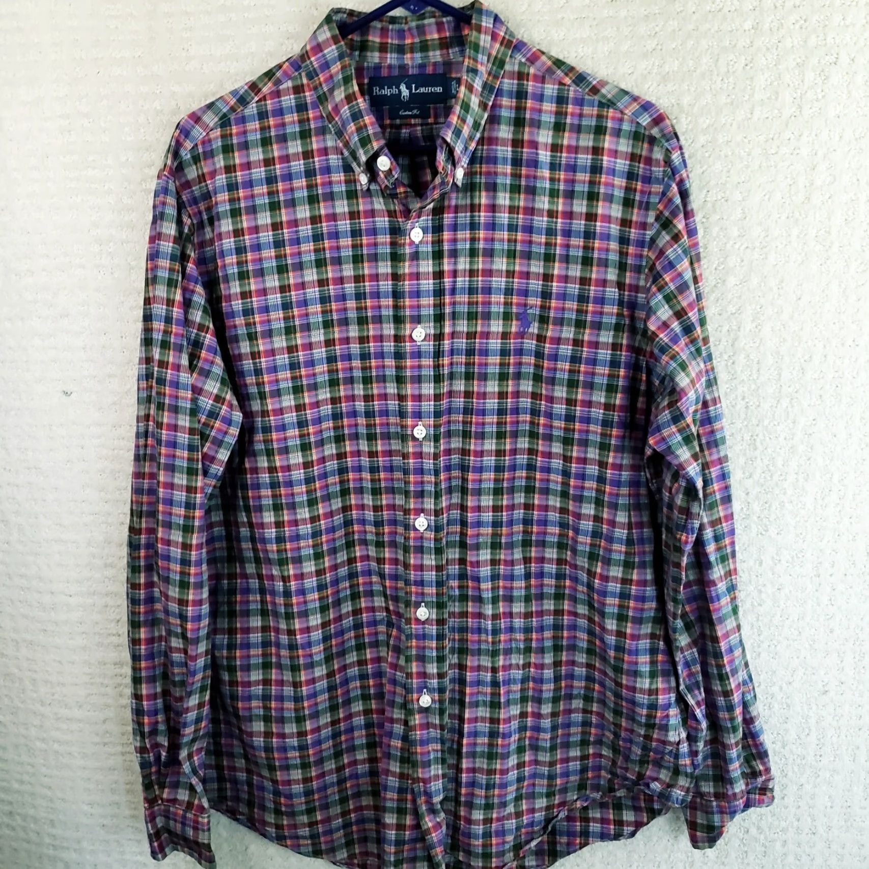 Ralph Lauren Ralph Lauren Men's L Custom Fit Purple Multicolor Plaid Button-Down Shirt Size US L / EU 52-54 / 3 - 2 Thumbnail