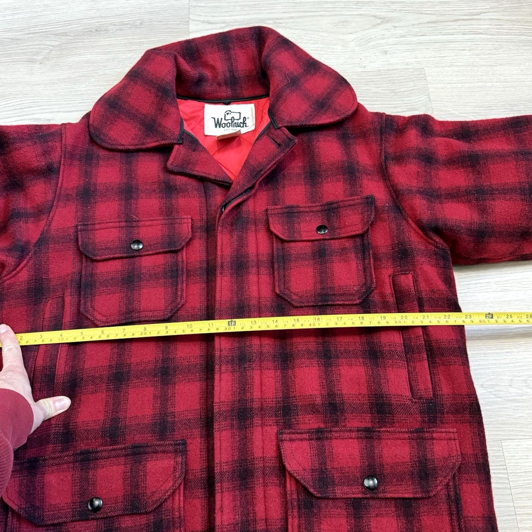 Vintage VINTAGE Woolrich Mackinaw Coat Jacket Hunting Wool 40 Men Plaid Woolen Mills Lined Pockets Size US XXS / EU 40 - 6 Thumbnail