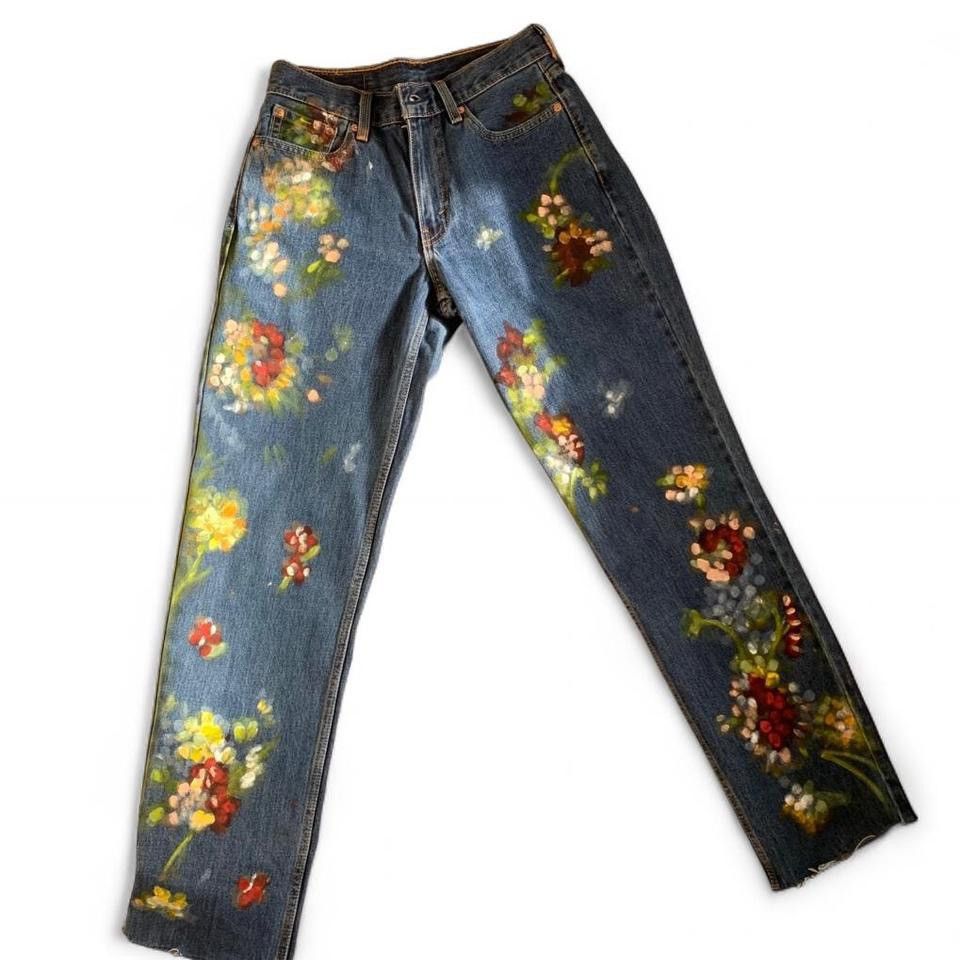 Levi's Hand painted floral Levi jeans Size US 29 - 1 Thumbnail