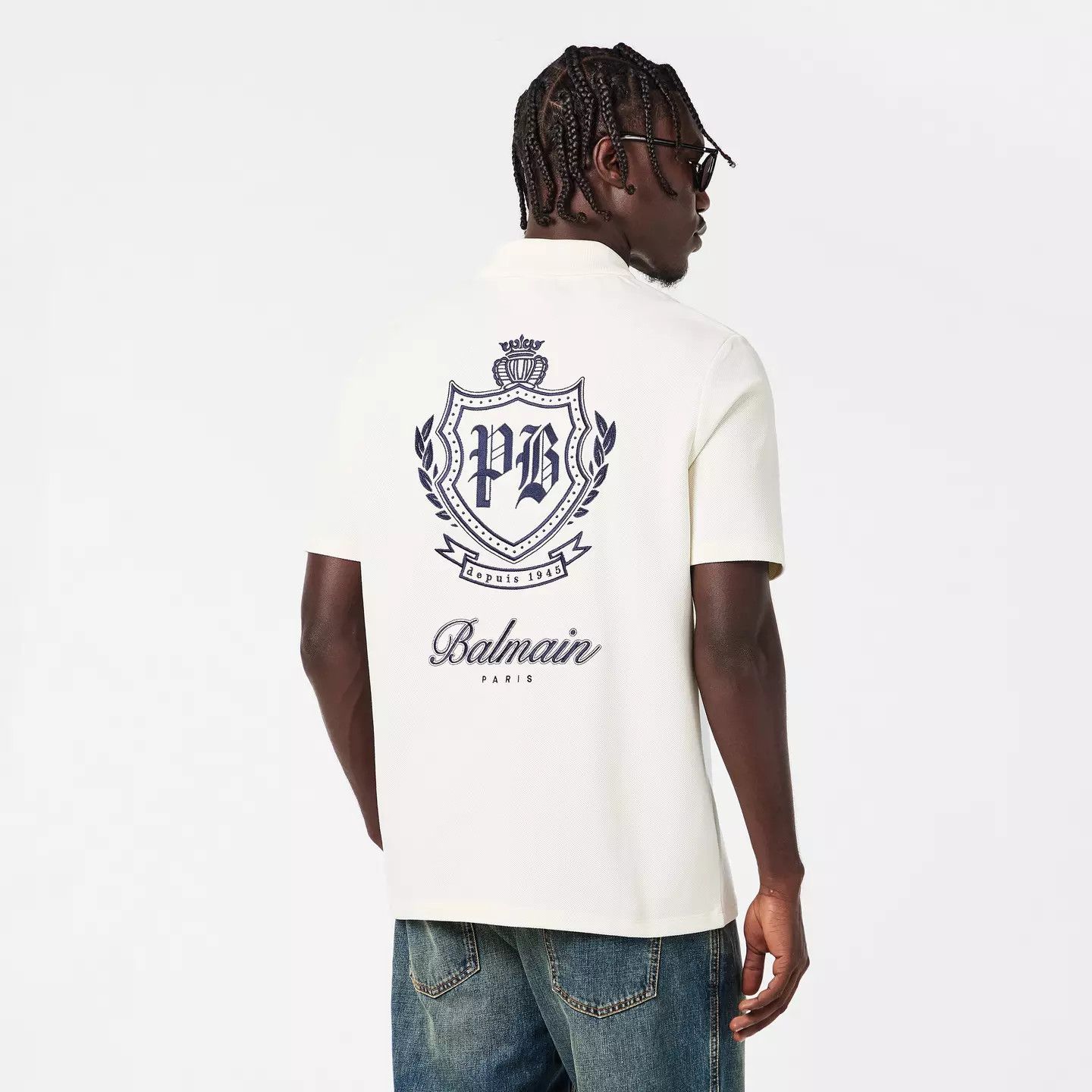 Balmain o1g2r1mq0426 Short Sleeve Fitted Polo Shirt in White Size US L / EU 52-54 / 3 - 4 Thumbnail