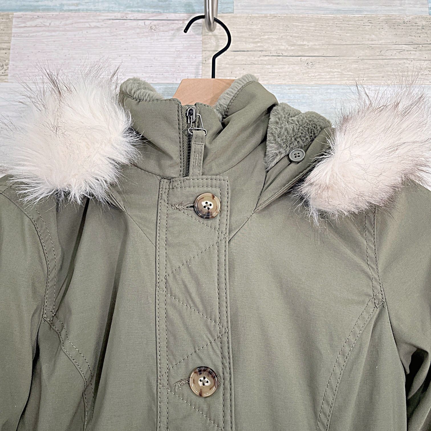 Hollister Hollister Y2K Sherpa Lined Parka Olive Green Womens XS Size XS / US 0-2 / IT 36-38 - 3 Thumbnail