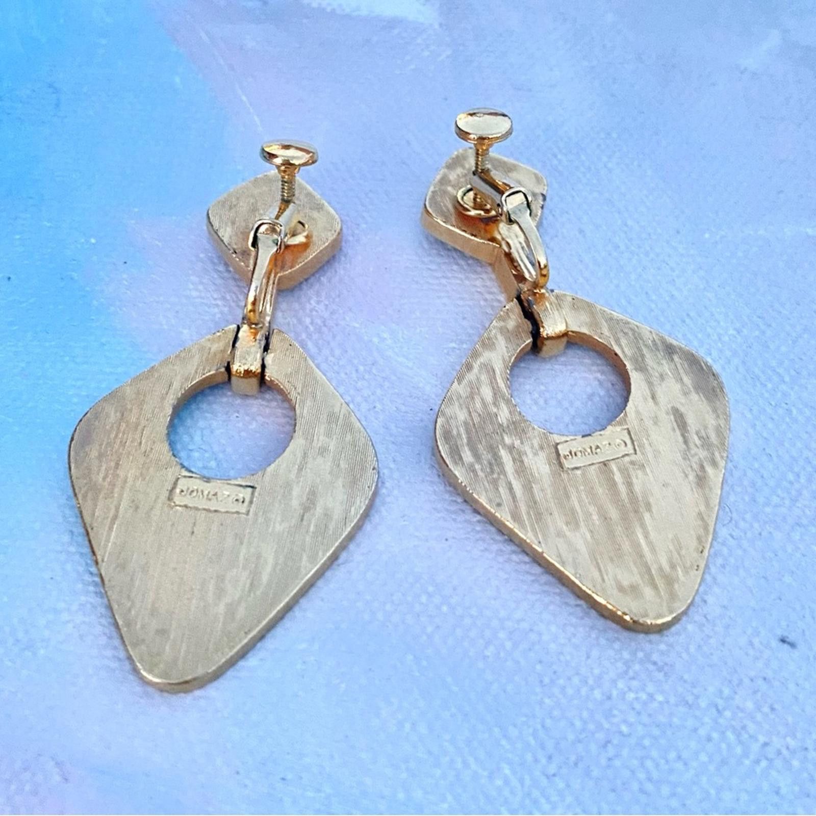 Other Rare Vintage Joseph Mazer JOMAZ Geometric Clip Earrings Size ONE SIZE - 7 Thumbnail