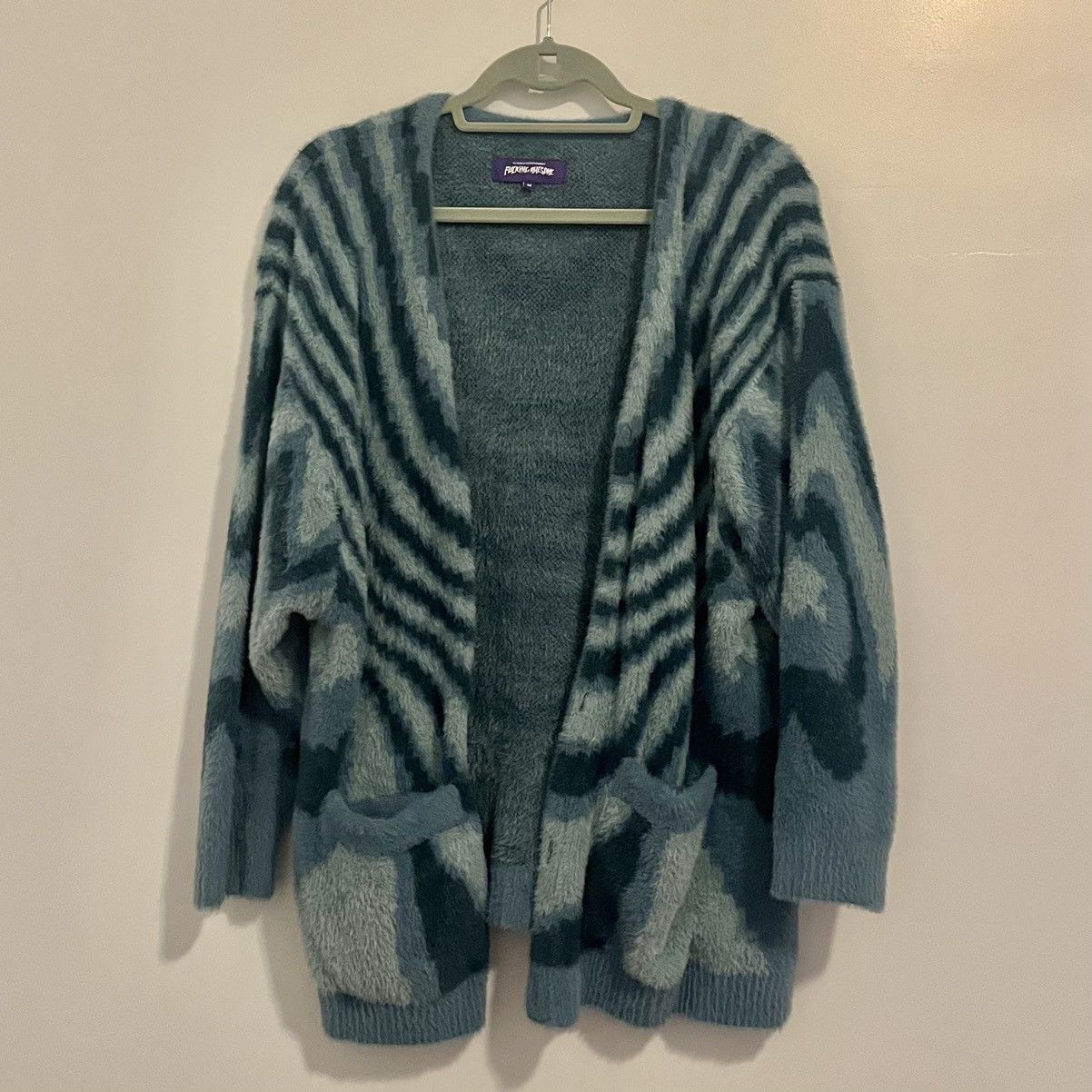 image of Fucking Awesome Acid Mohair Cardigan in Blue, Men's (Size Medium)