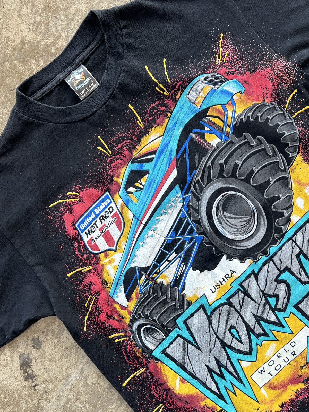 Vintage Vintage 90s USHRA Monster Jam World Tour American Tee Large Size US L / EU 52-54 / 3 - 1 Thumbnail